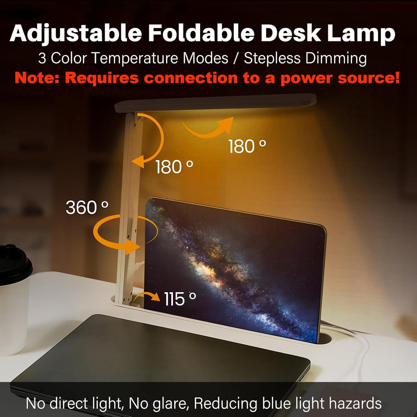 Laptop Desk for Bed Lap Desk with LED Desk Light, Adjustable Tablet Bed Table with Foldable Legs Storage Drawer, Breakfast Serving Tray Folding Laptop Stand Reading Holder for Sofa Couch Floor (WHITE)