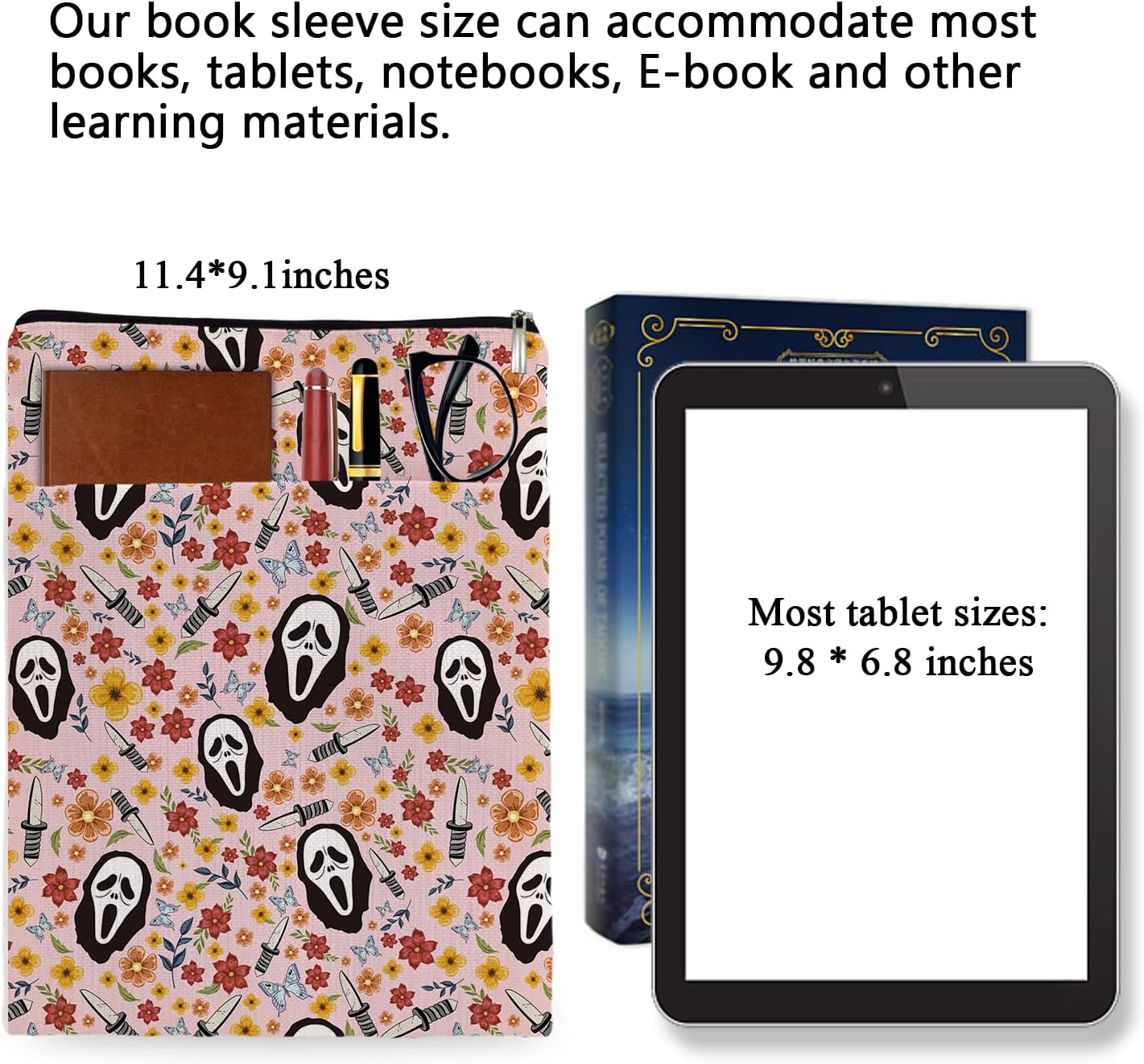 Book Sleeve, Death by Book Sleeve Reading, Book Cover Book Reader Gift Bookish Gifts Book Club Pouch Bookworm Librarian Gift 6JB011