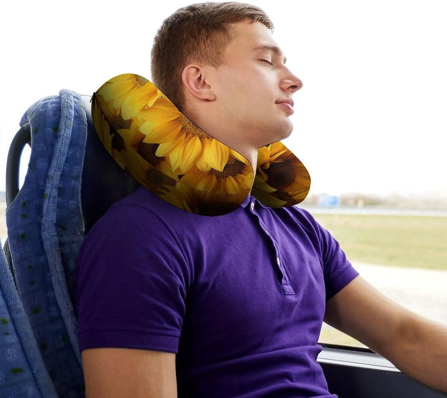 Many Sunflowers Neck Pillow Memory Foam U Shaped Pillows Portable Pillows for Shoulder Travel Head Support Pillow with Concealed Zipper for Airplane Car Home Office