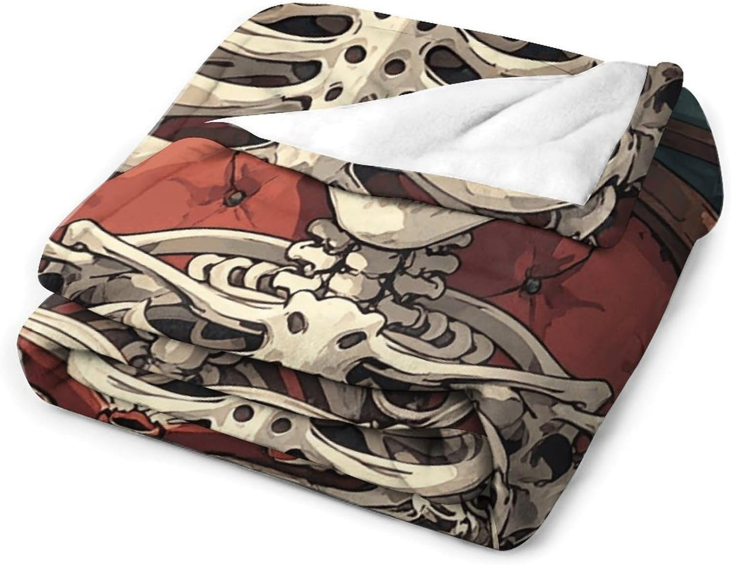 Custom Skeleton Reading Blanket Lightweight Flannel Fleece Throw for Couch Sofa Bed Luxury Soft Cozy Plush Lap Bedtime Blanket for All Seasons Bedroom Home Decor Gifts 30"*40"（76 * 100cm）