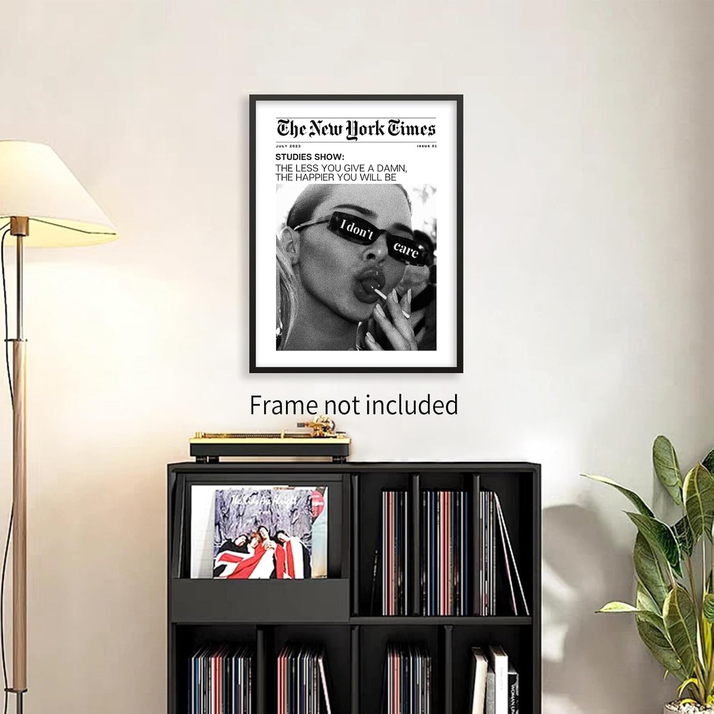Heltrappe Vintage Black and White Newspaper Wall Art Trendy The New York Times Poster Funky I Don't Care Posters Room Aesthetic Canvas Prints 12x16 inch Unframed