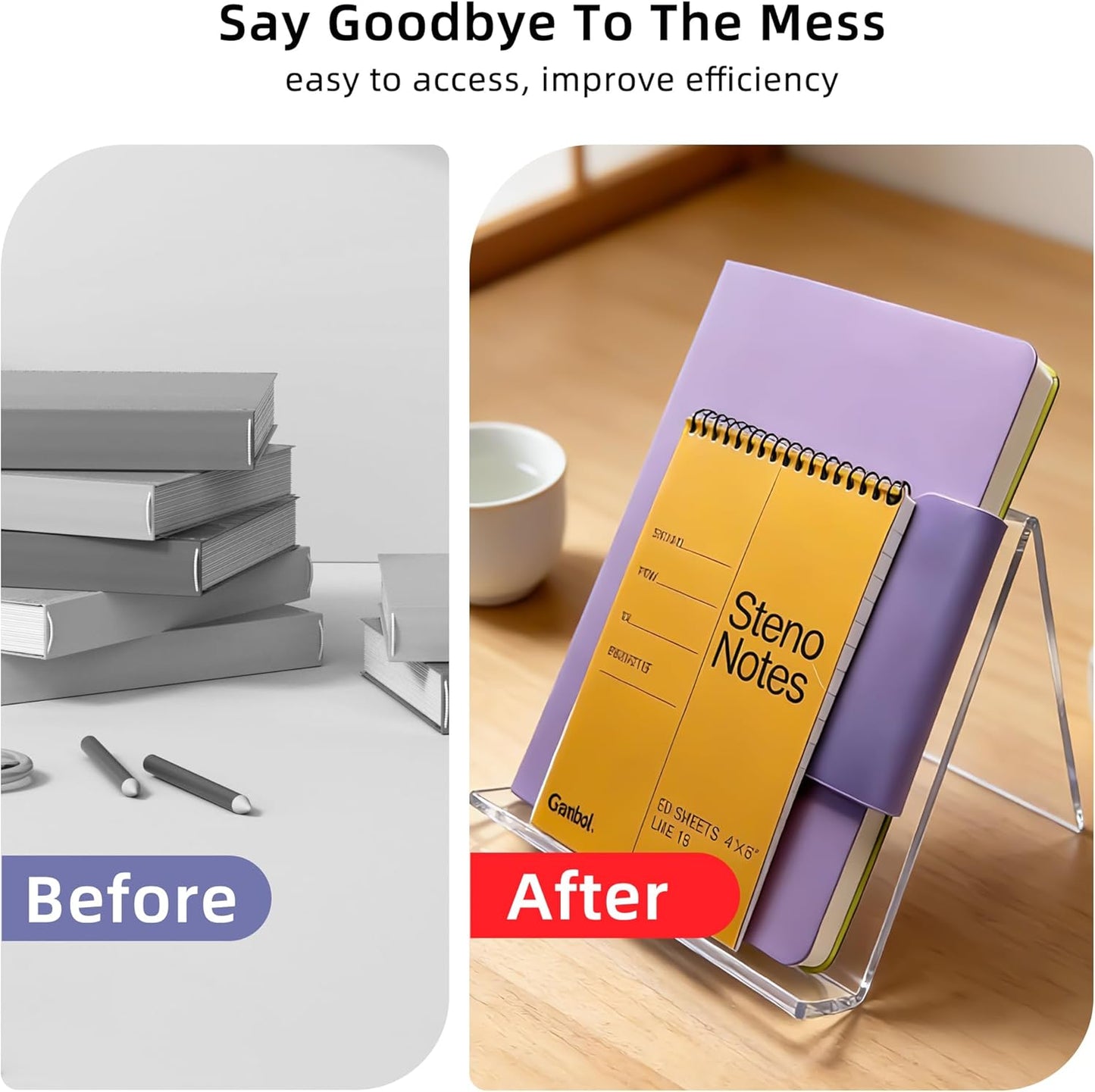 Clear Acrylic Book Stand – 8.5 x 11 Inch Display Holder for Cookbook, Tablet, Magazine, Photo, Plate – Transparent Easel for Home, Kitchen, Office