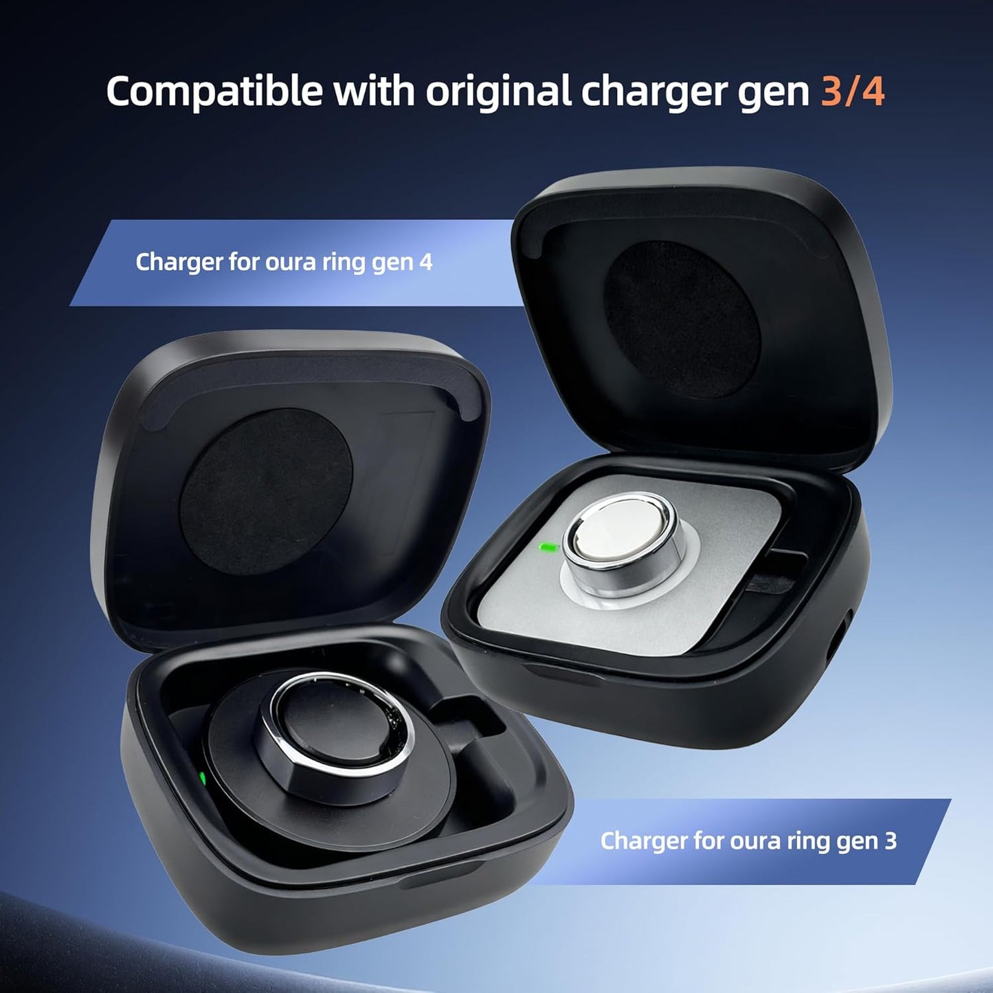 Wireless Charging Case for Oura Ring gen 4 & gen 3 Charger, 1000mAh Portable Travel Chargering Station Fits All-Sized Ring Gen 4 | Gen 3 (Official Charger NOT Included)
