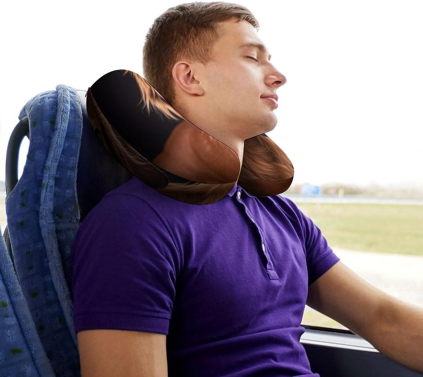 Long Haired Dachshund Neck Pillow Memory Foam U Shaped Pillows Portable Pillows for Shoulder Travel Head Support Pillow with Concealed Zipper for Airplane Car Home Office