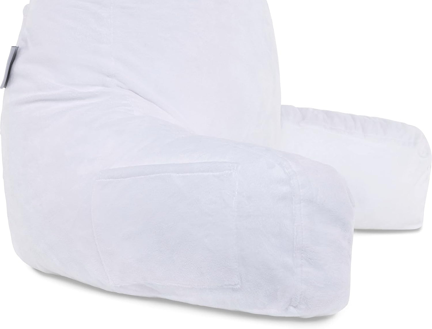 Husband Pillow Reading Pillow Cover Only - Reading Chair Cover with Generous Back & Side Pockets - Standard White - Soft Washable Plush Micro Fiber Case - Perfect for Lounging or Sleeping