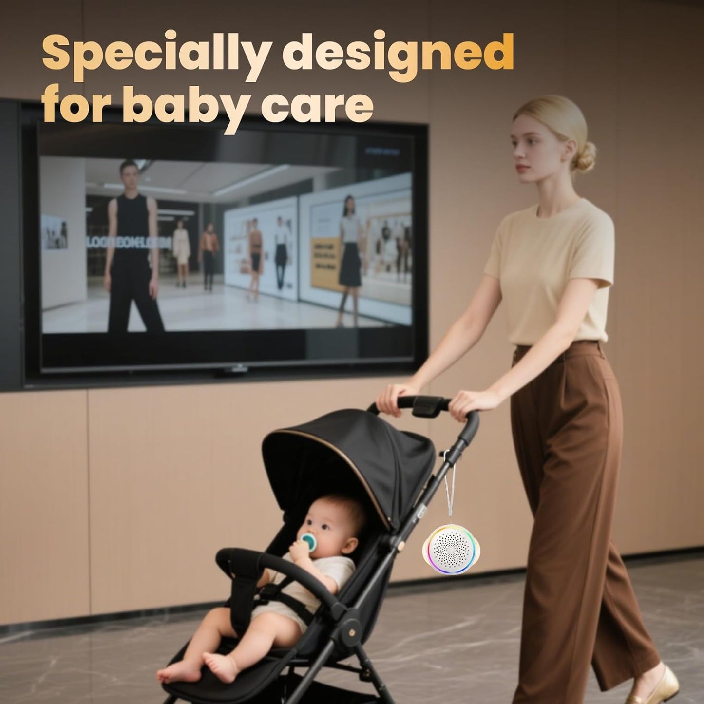 White Noise Sound Machine for Baby Sleep, 27 Soothing Sounds, Brown Noise, 24H Battery, 3 Warm Night Light Modes, 11 Color Lamp, Timer, Memory Function, Portable for Travel