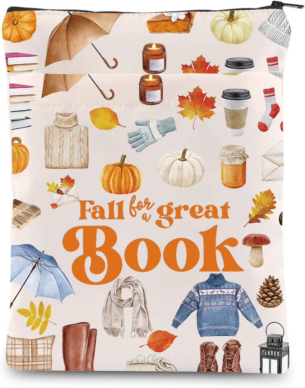 KEYCHIN Fall Book Club Book Sleeve Autumn Teacher Gifts Fall For A Great Book Book Covers Bookish Gifts Librarian Book Protector (Fall Great Book)