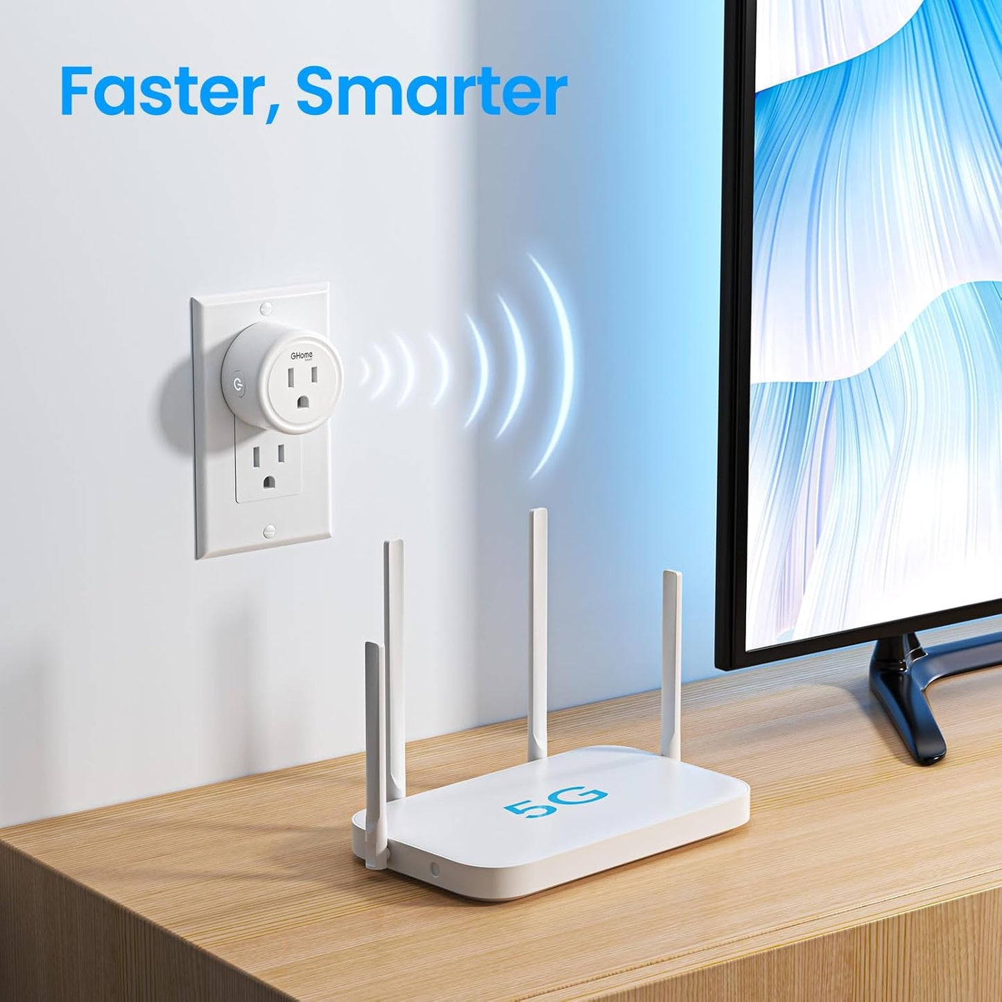 GHome Smart Plug 15A 5G Hz and 2.4GHz Wi-Fi, Compatible with Alexa & Google Home & IFTTT, No Hub Required, UL/ETL/FCC Certified,Remote Control, Timer,White [4 Pack]