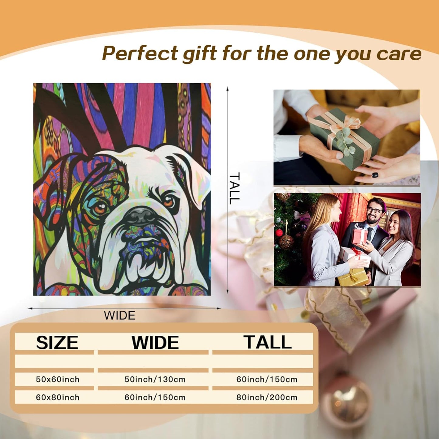 Bulldog Throw Blanket Dog Printed Pattern Blanket Suitable for Men Women Boy Girl Cute Bedroom Decoration Pet Blankets Sofa Air Conditioning Blanket (60''X50'', Bulldog)