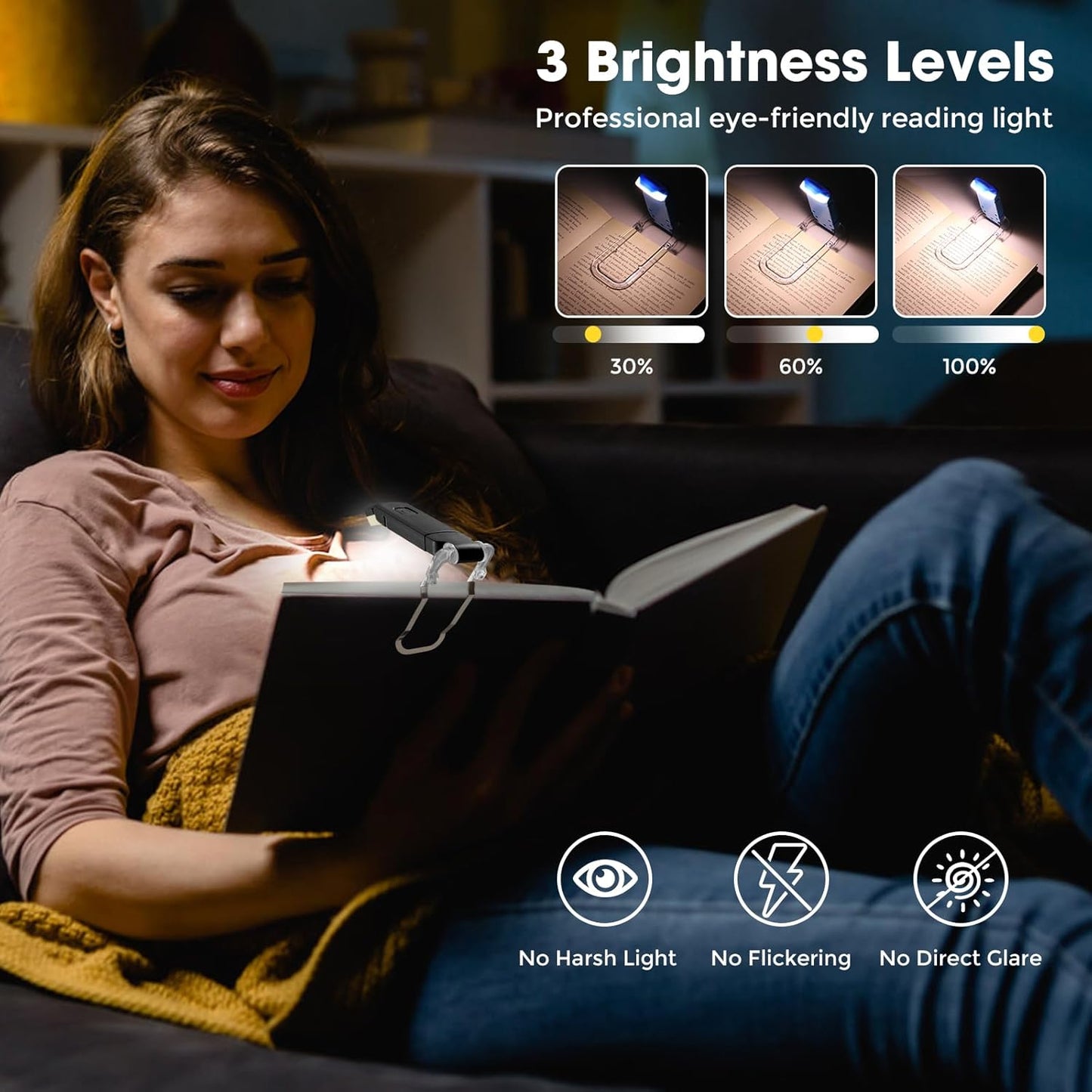 12 Pack Reading Light,Rechargeable Book Light for Reading in Bed,Clip-On Book Lights with 3 Color Temperature,Bulk Gifts for Book Lovers Kids Adults（Red）