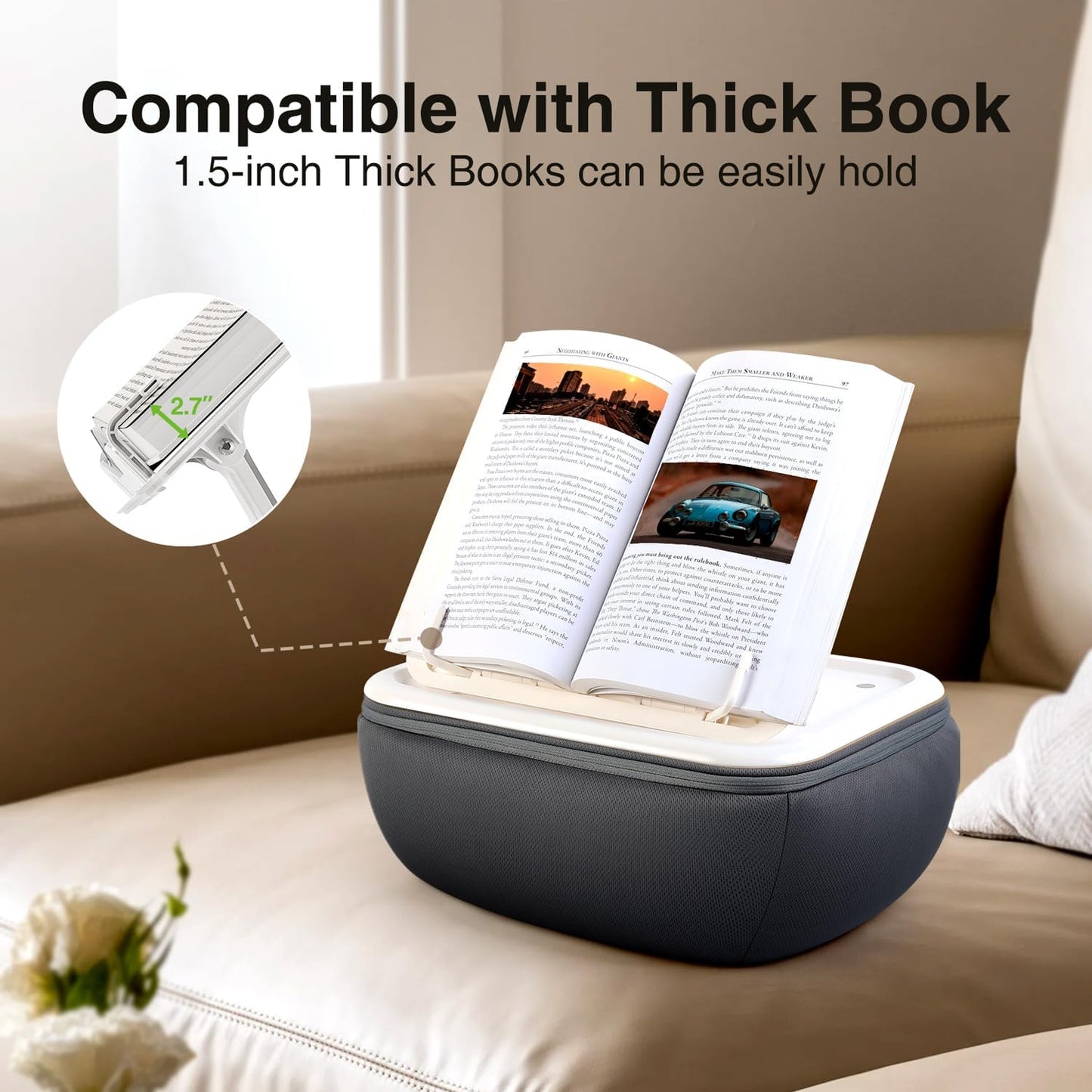 elitehood Adjustable iPad Pillow Stand for Lap, Soft Cushion Lap Beanbag Tablet Pillow Stand, Tablet Holder for Lap Bed Couch, Pillow Pad for Tablet or iPad, E-Reader, Books and 4-15.6'' Devices, Grey