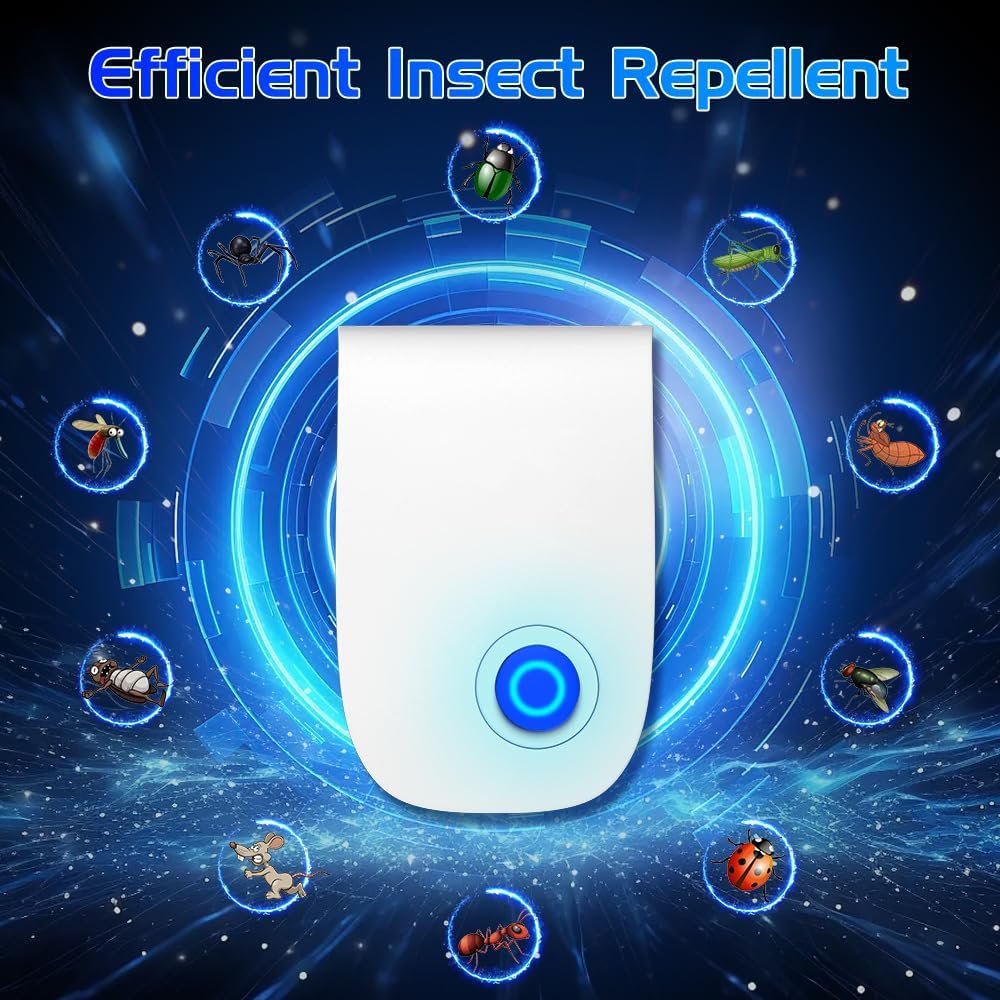 2026 Upgraded Electronic Pest Control Plug-in, Sound Wave Repellent for Mice, Roaches, Spiders, Ants, Mosquitoes – Safe, Silent, Energy-Saving for Home, Office, Garage (6-Pack White)