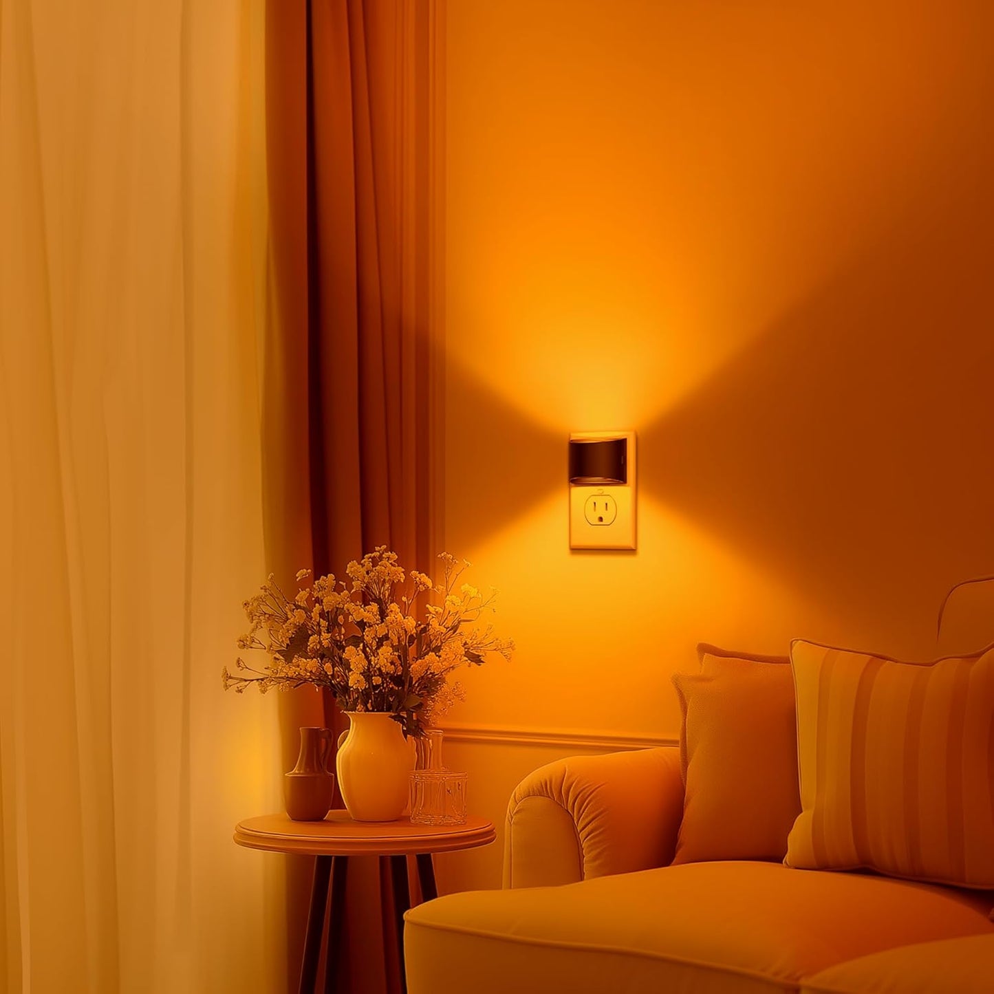 DORESshop LED Night Light[2 Pack], Night Lights Plug into Wall, 3 Level Brightness Adjustable Plug in Night Light, Dusk to Dawn Sensor, Nightlights for Adults, Bedroom, Bathroom, Hallway, Amber