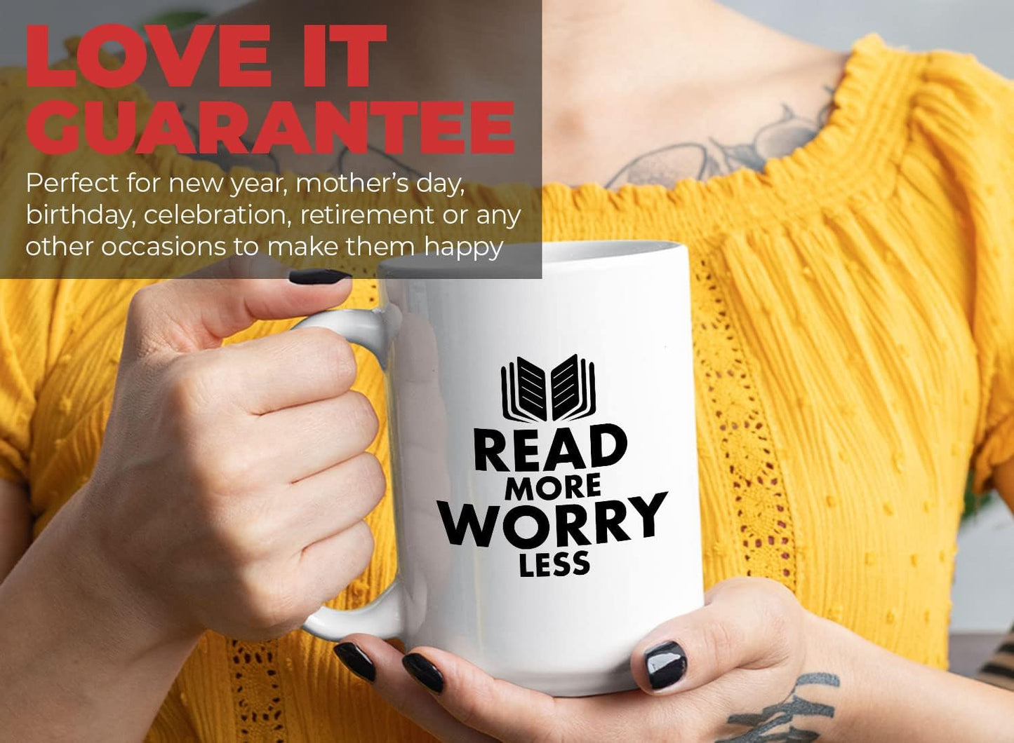 Book Lover Coffee Mug 15oz White - read more - Literary librarian Literature Bookworm Historian Public Library Curator Bibliophile Bibliolater