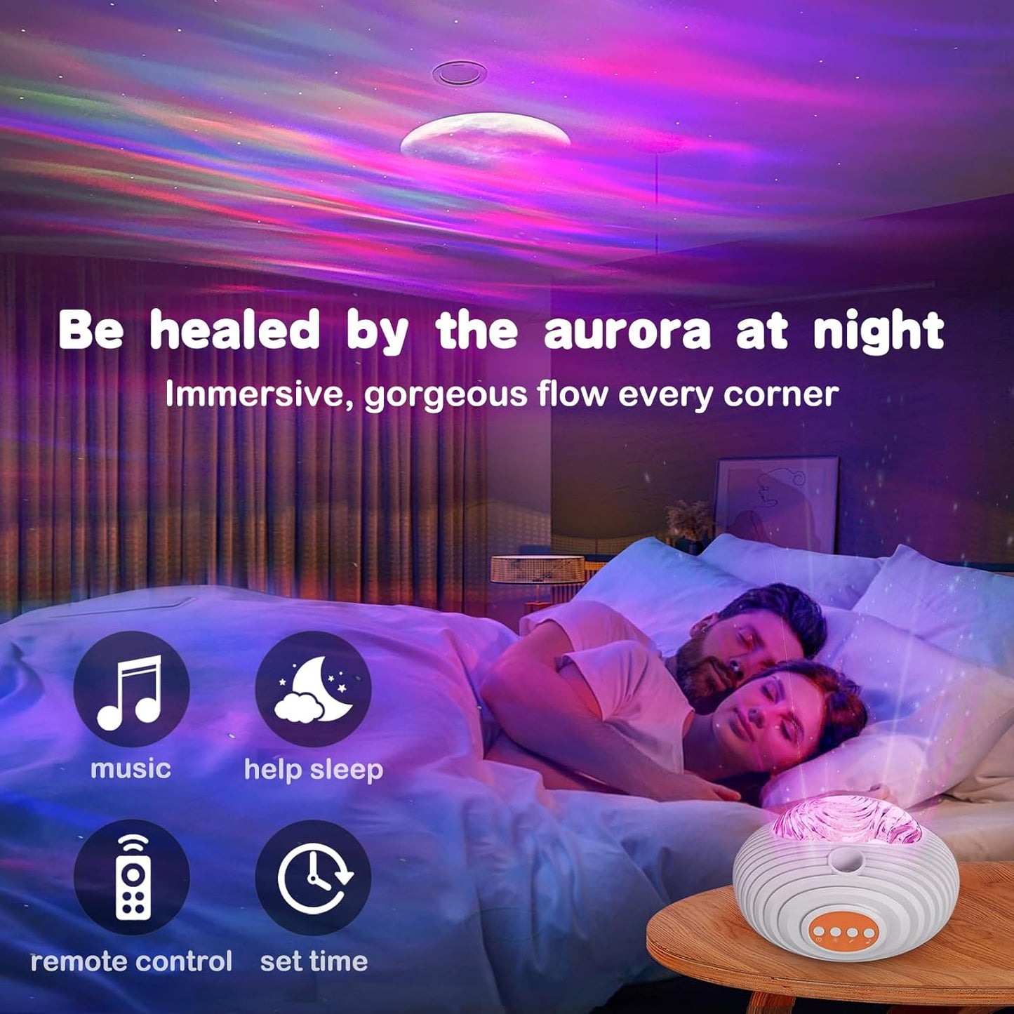 Star Projector, Double Effect Galaxy Projector Aurora and Milky Way Star Projector Galaxy Light with Bluetooth Speaker/Timer/Remote Night Light Projector for Kids, Adults etc