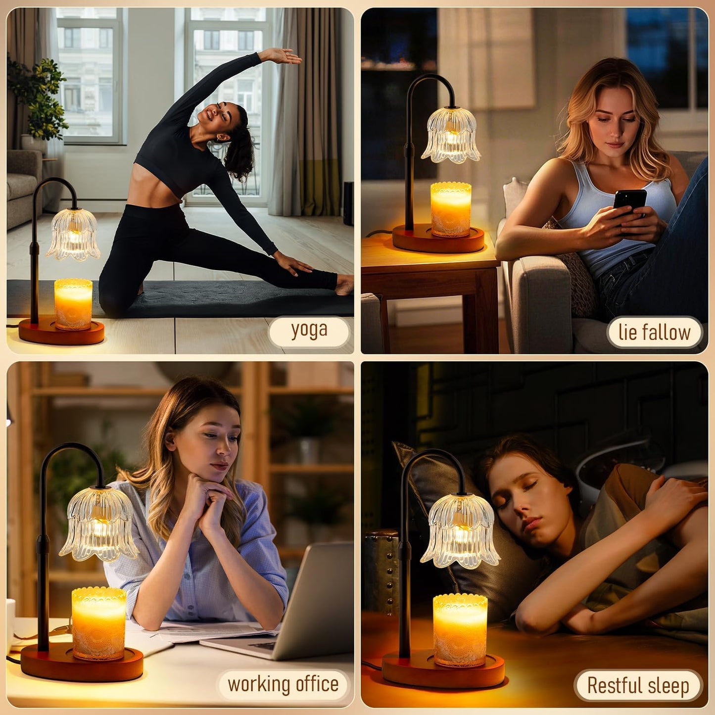 Candle Warmer Lamp with Timer: Adjustable Height Brightness Scented Candle Lamp Flameless Heating Suitable-Home Decor Living Room Bedroom Transparent Color