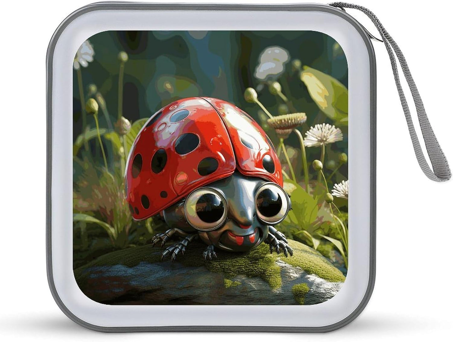 Cartoon Ladybug CD Case 40 Capacity Case Zipper CD Collection Bag with Handles Cover DVD Storage Hard Plastic DVD Disc Cases Storage Binder for Car Home Office Travel