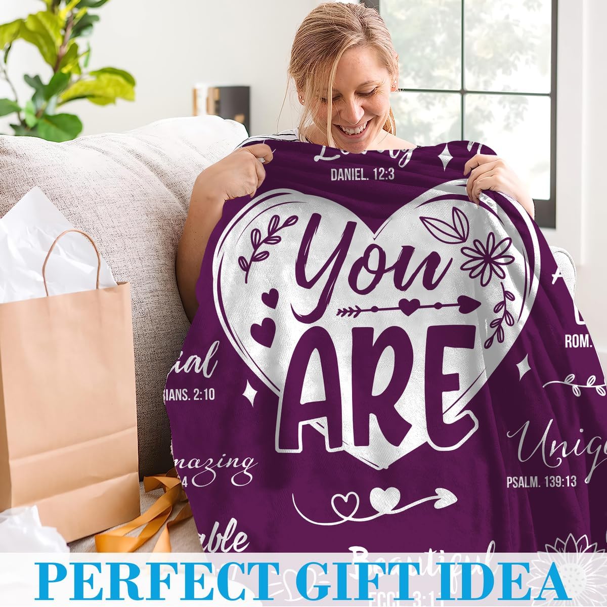 Christian Gifts for Women – Inspirational Religious Blanket, Thoughtful Christmas, Xmas Birthday, or Thank You Gift for Mom, Friend, Sister, Grandma, Cozy Self Care Throw Blanket 50x60 inch