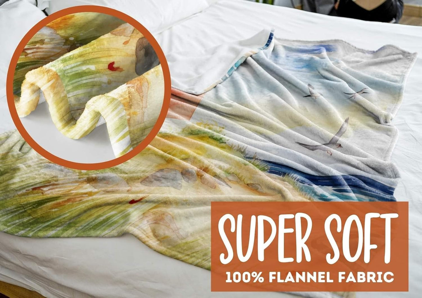 InnoBeta Lighthouse Throw Blanket - Flannel for Lighthouse Lovers - 50" x 65" White