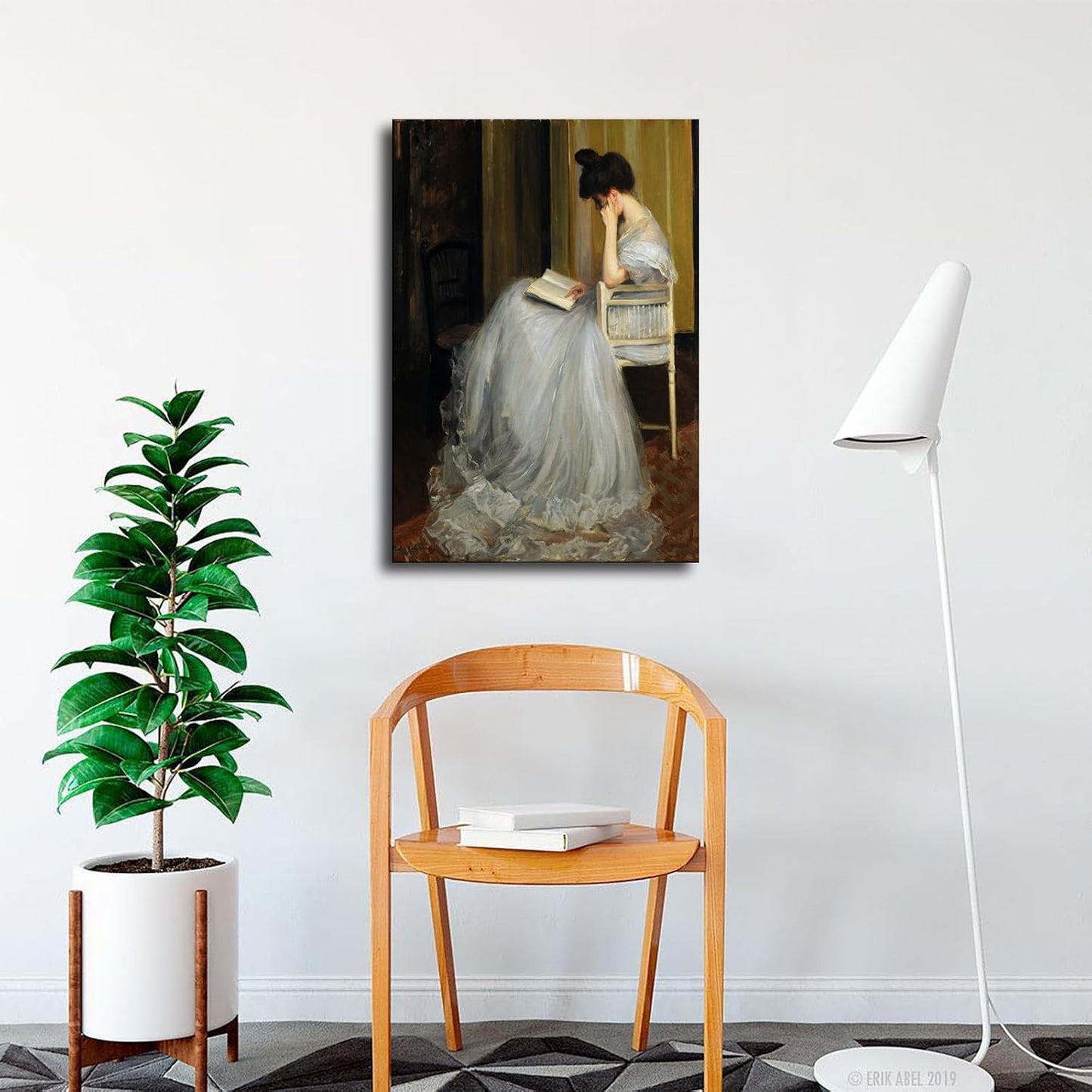 Woman Reading Portrait Poster Canvas Print Inspirational Wall Decor Home Decor Art Aesthetic Hanging Painting (20×30inch_Framed)