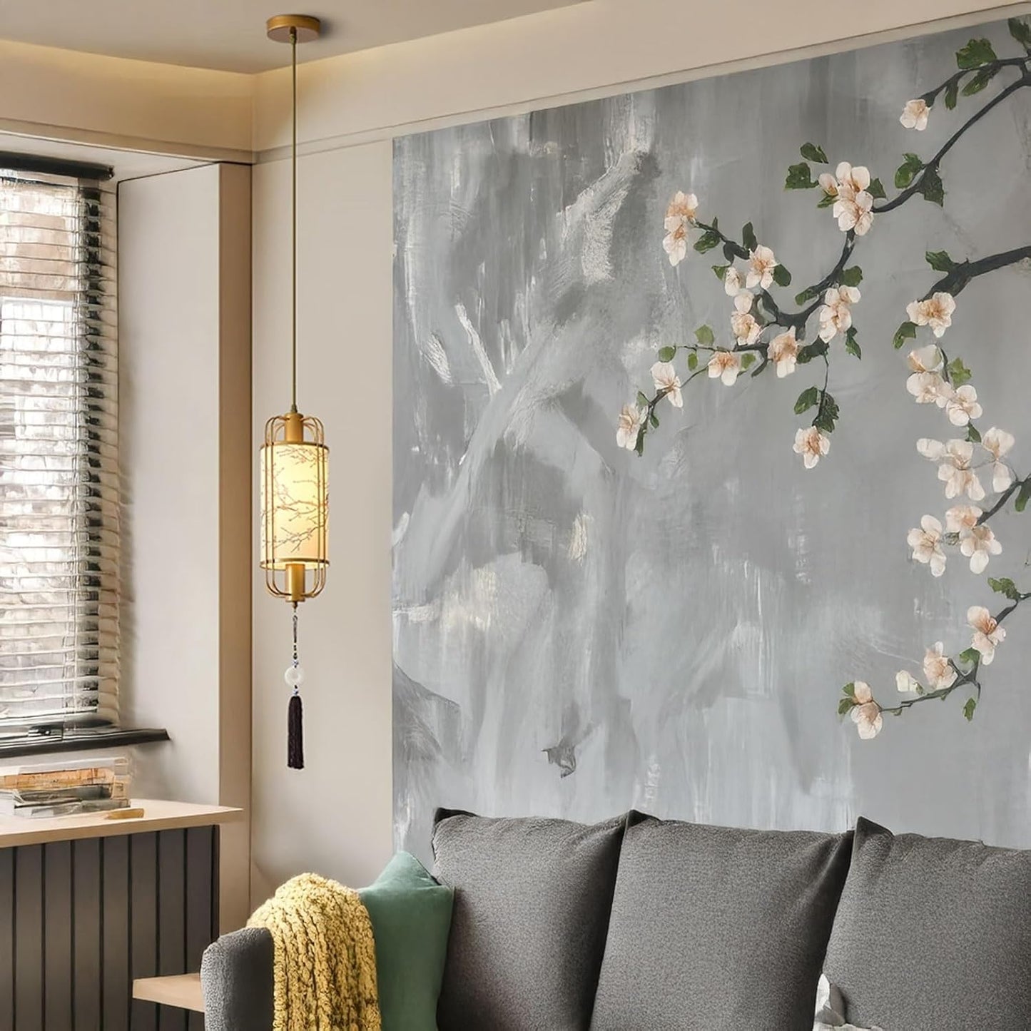 E27 Pendant Light for Bedroom Hanging Light Chandelier with Fabric Shade and 17.72" Height, 70.87" Adjustable, Soft Ambient Lighting for Hallway Dining Table Reading Nook Decor