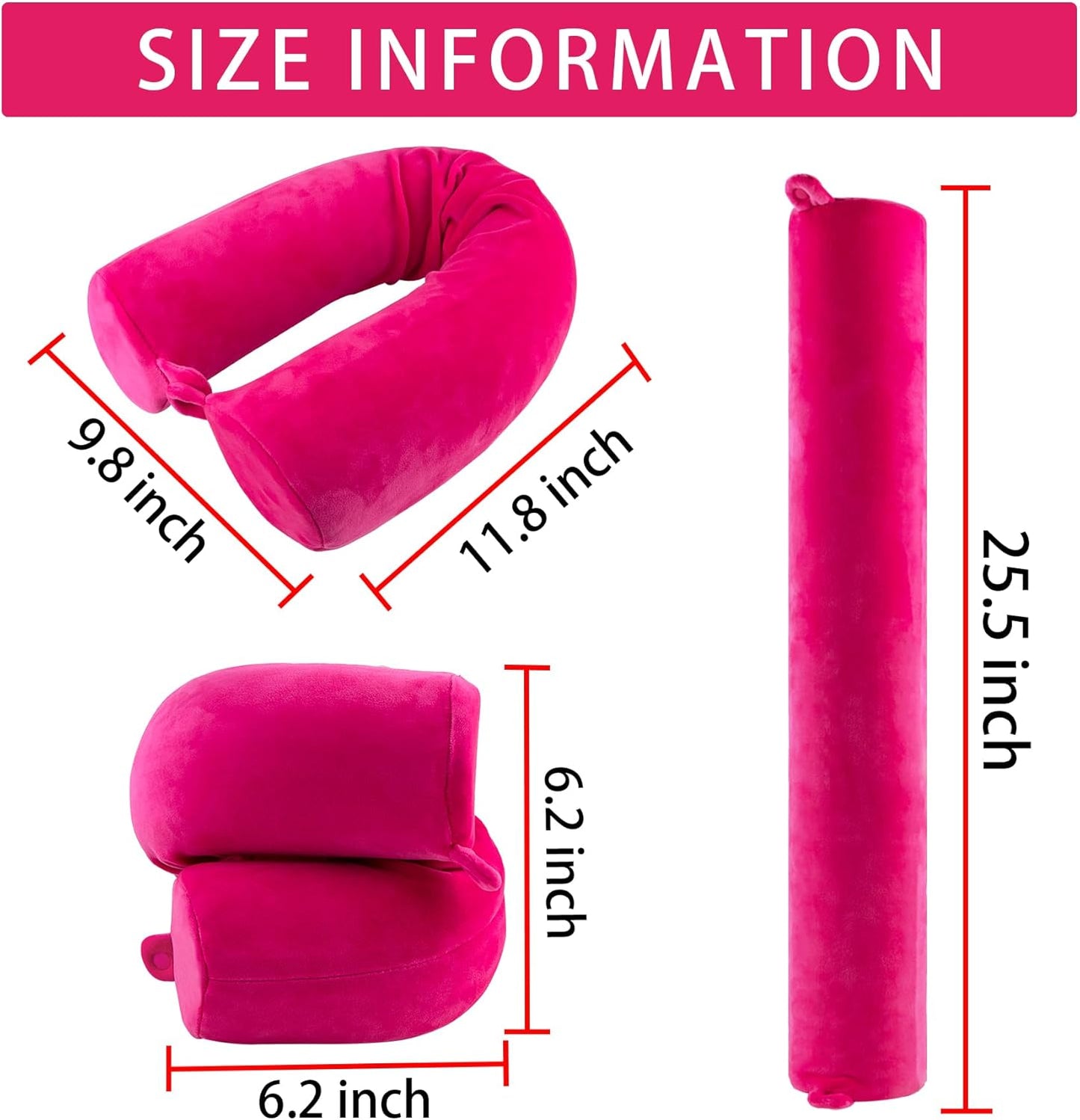 Twist Memory Foam Travel Pillow for Neck, Chin, Lumbar and Leg Support-for Travling on Airplane, Train, Bus or at Home-Adjustable, Bendable Roll Pillow with Washable Soft Cover
