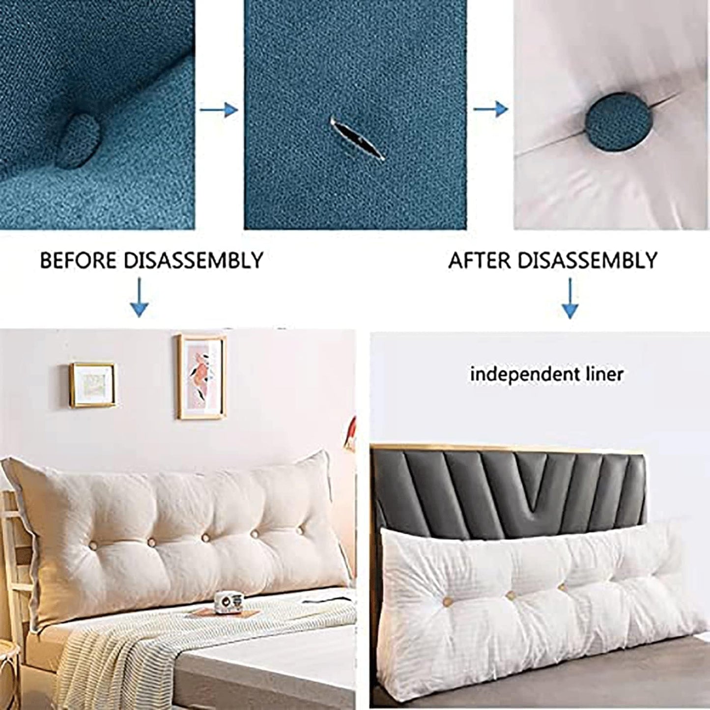 Solid Color Large Back Cushion for Bed,Wedge Pillow Positioning Support Reading Cushion Never Collapse Headboard with Removable(Size:31.5x25.6/80x65cm,Color:C)