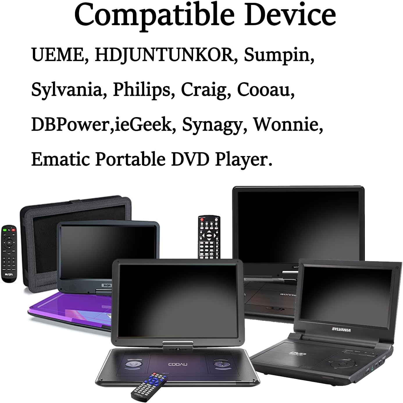 12V Portable DVD Player Adapter Charger - Universal Compatible with Sunpin, Sylvania, Phillips, Craig, Cooau, DBPower, YOTON, ieGeek, Synergy, Winnie, Ematic Portable DVD Players