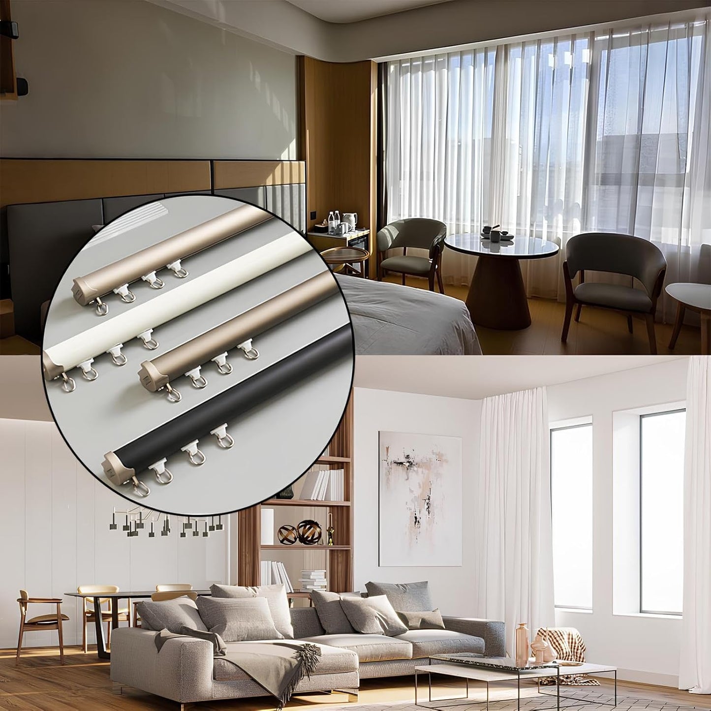 Customizable Heavy Duty Window Curtain Rods 2-19.7 FT, Durable Round Curtain Poles for Room Divider, Living Room & Bedroom (Bronze, 13.12ft/4x3.28ft)