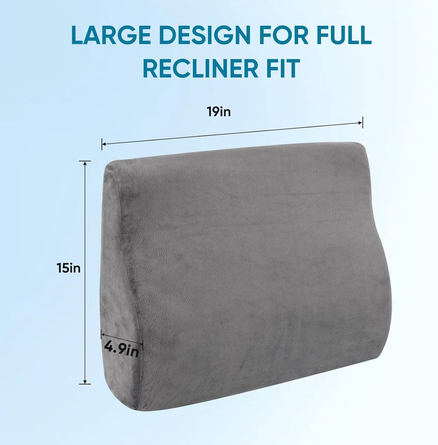 Lumbar Support Pillow for Recliner Chair and Couch, Memory Foam Back Cushion Ergonomic Back Support Pillow for Lower Back Pain Relief, with Soft Velvet