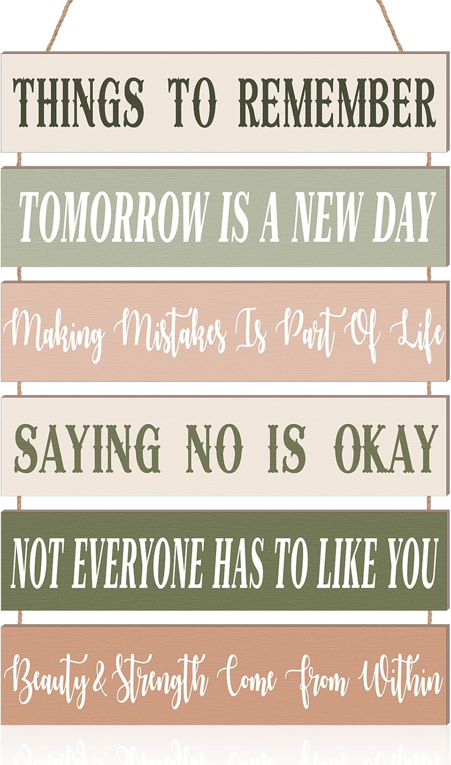 Pinkunn Inspirational Wall Art Positive Quotes Wall Decor Cute Preppy Wooden Room Sign Uplifting Encouragement Gifts for Motivational Art for Home Bedroom (Light Color)