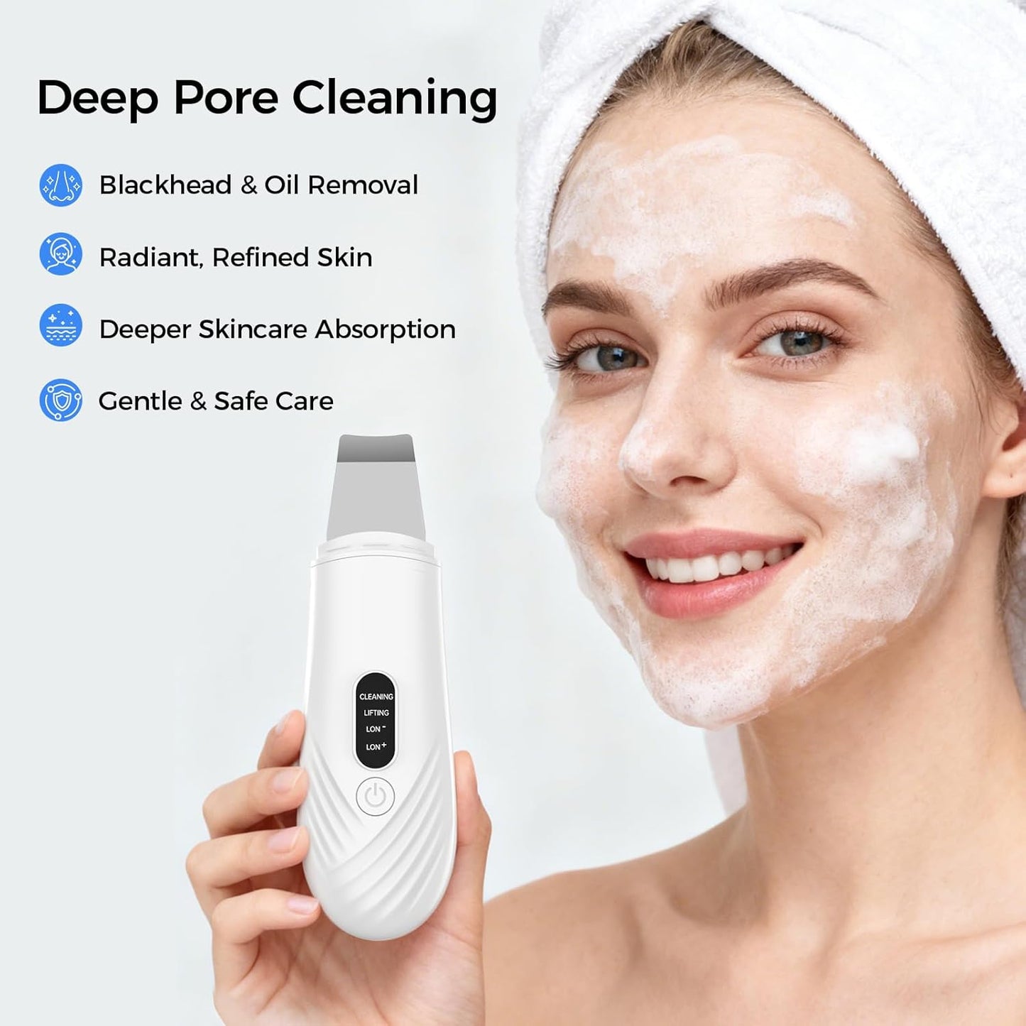 Skin Scrubber Face Spatula, Blackhead Remover Tool for Facial Deep Cleansing, Face Spatula Pore Cleaner with 4 Modes, Whitehead Remover, Blackhead Extractor, Face Scrubber (White)