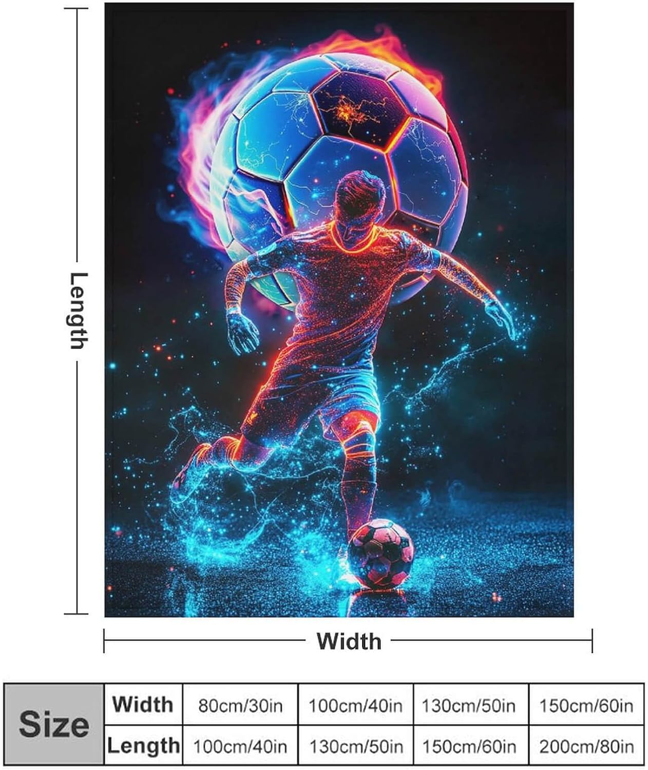 Soccer Throw Blanket - Soft Flannel Blankets for Teens Adults Women Men Sports Loves - Warm Soccer Player Blankets for All Season Lap, Chair, Sofa - 60"x50"