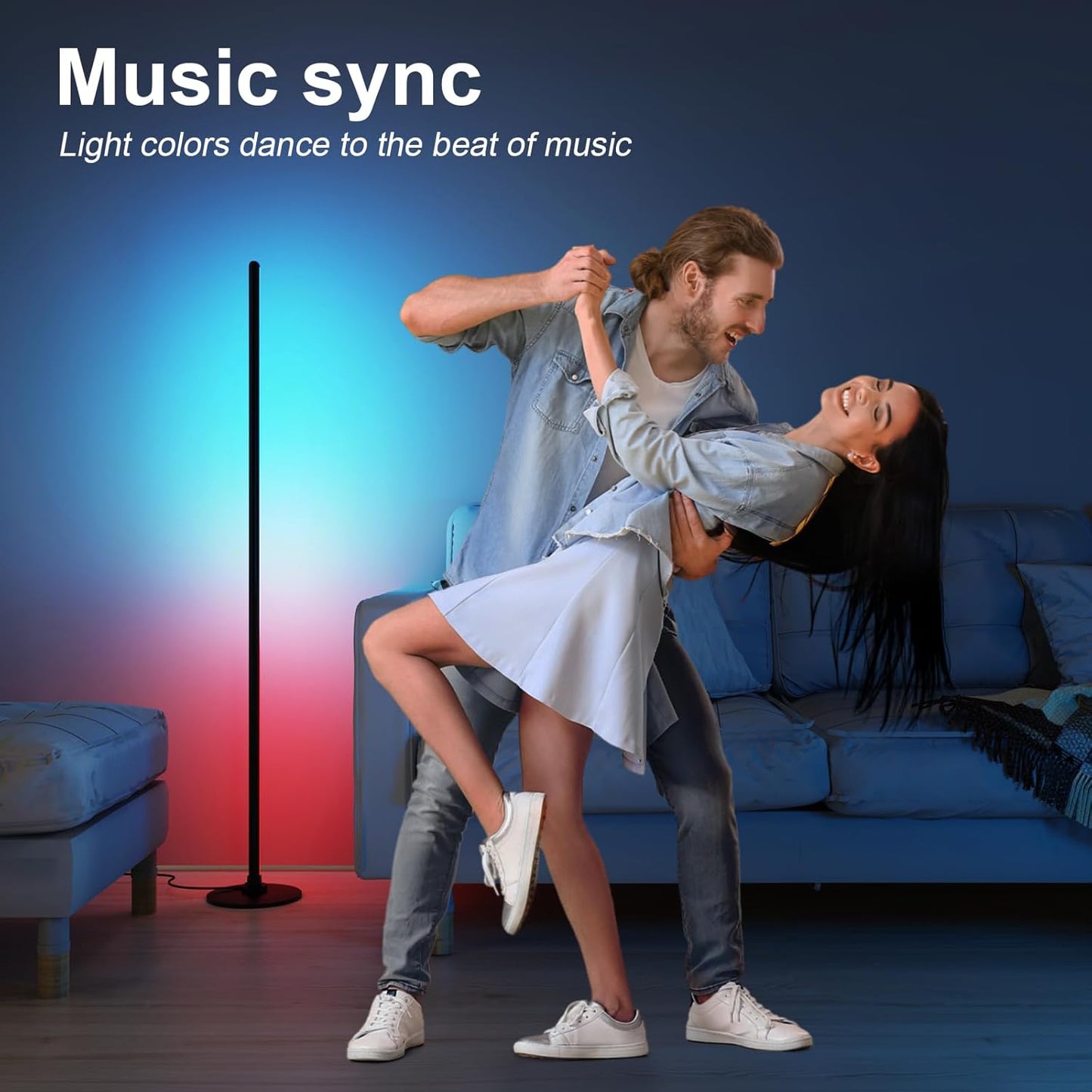 LED Floor Lamp, Corner Lamp Compatible with Alexa, Smart Modern Floor Lamp with Music Sync 16 Million Colors & 68+ Scene RGBICW Floor Lamp for Bedroom Living Room and Gaming Rooms