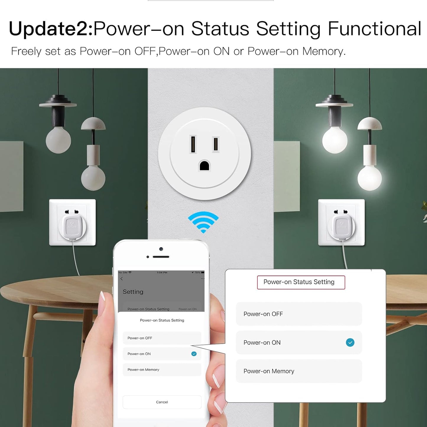 MoesGo Smart WiFi Power Dimmer Plug, 2.4 GHz WiFi Brightness Adjust Timer Socket for Dimmable CFL, LED and INC, Tuya Smart Life App Remote Control, Compatible with Alexa and Google Home, White