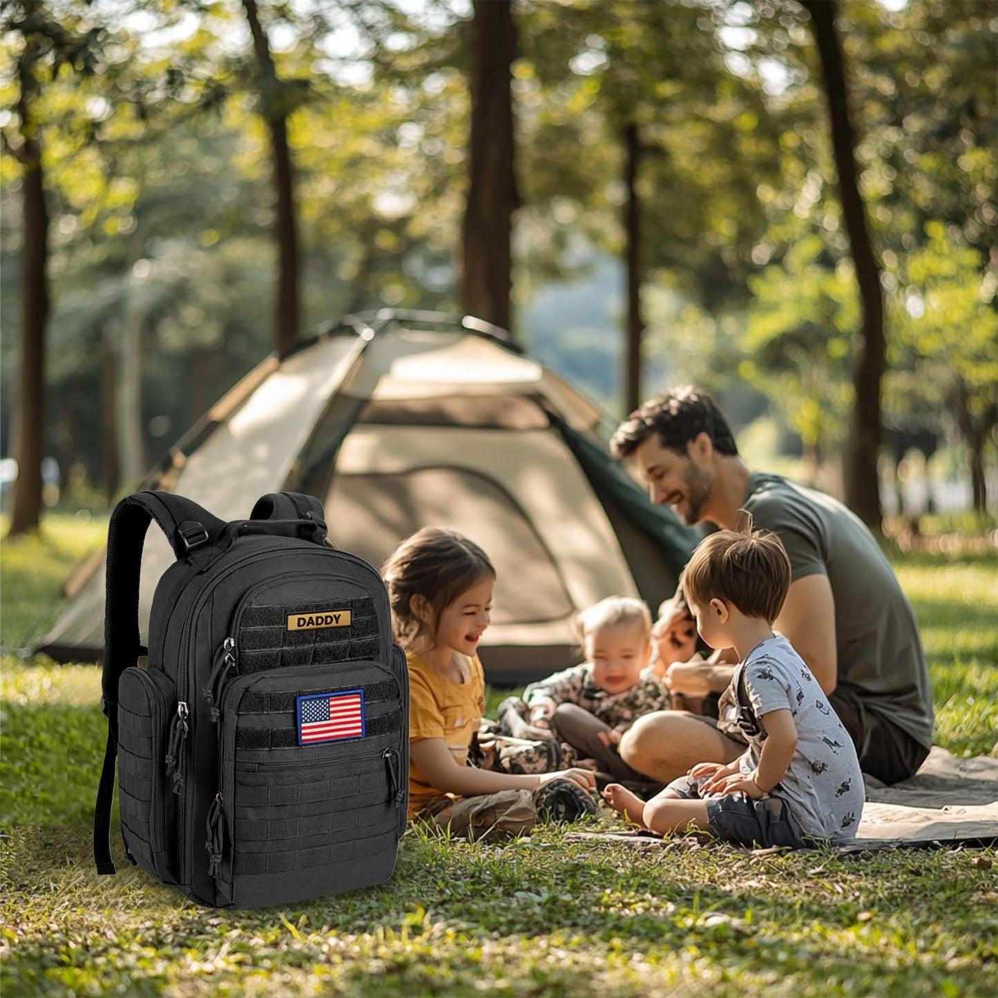 SHARKMOUTH Diaper Bag Backpack for Dad and Mom, Military Molle diaper Pack with Insulated Bottle Holders and Wipe Pocket