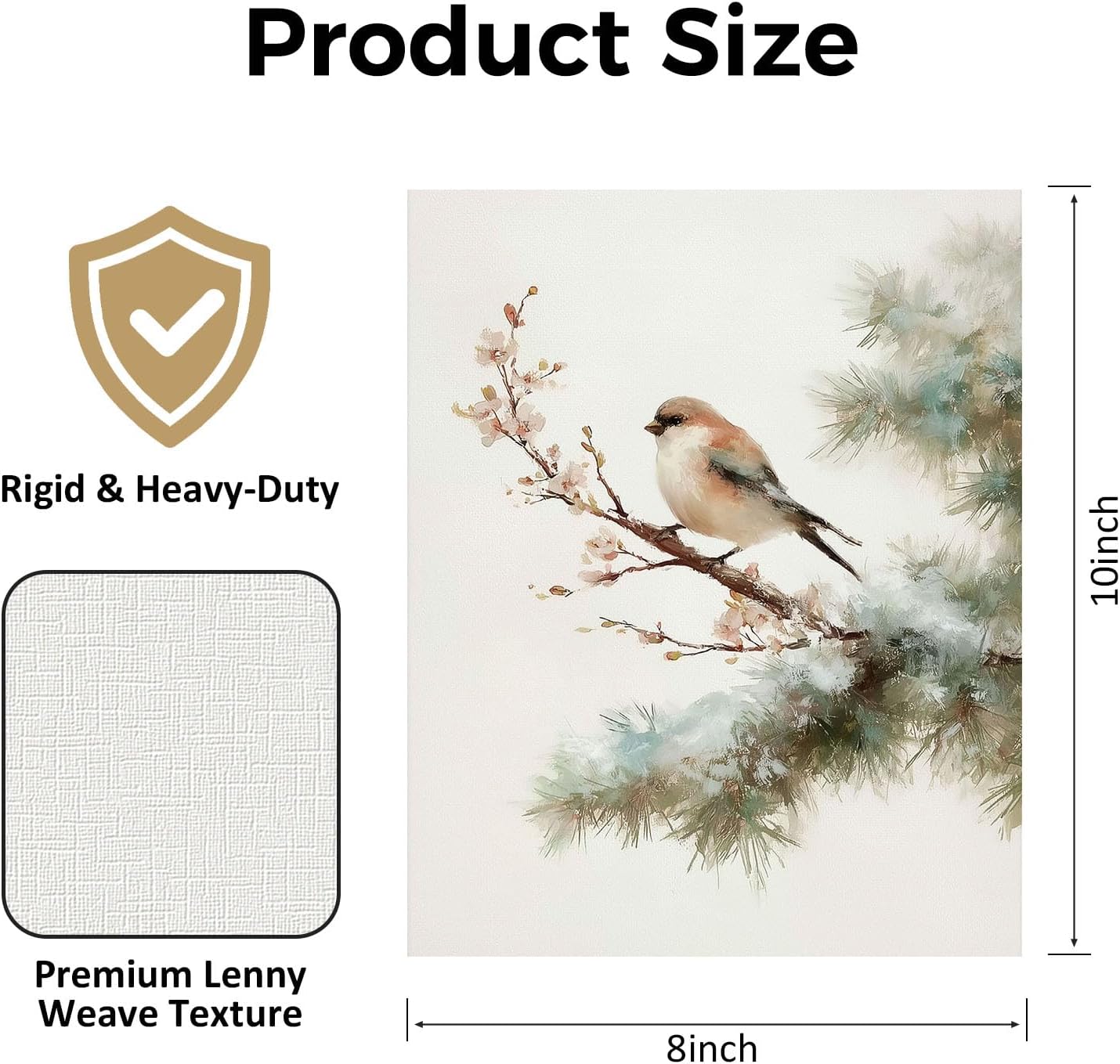 CYLDGNS Little Bird Spring Wall Art Print, Vintage Ink Style Bird on Branch, Neutral Cottage Nature Artwork for Living Room Bedroom Decor, Unframed (8X10in)