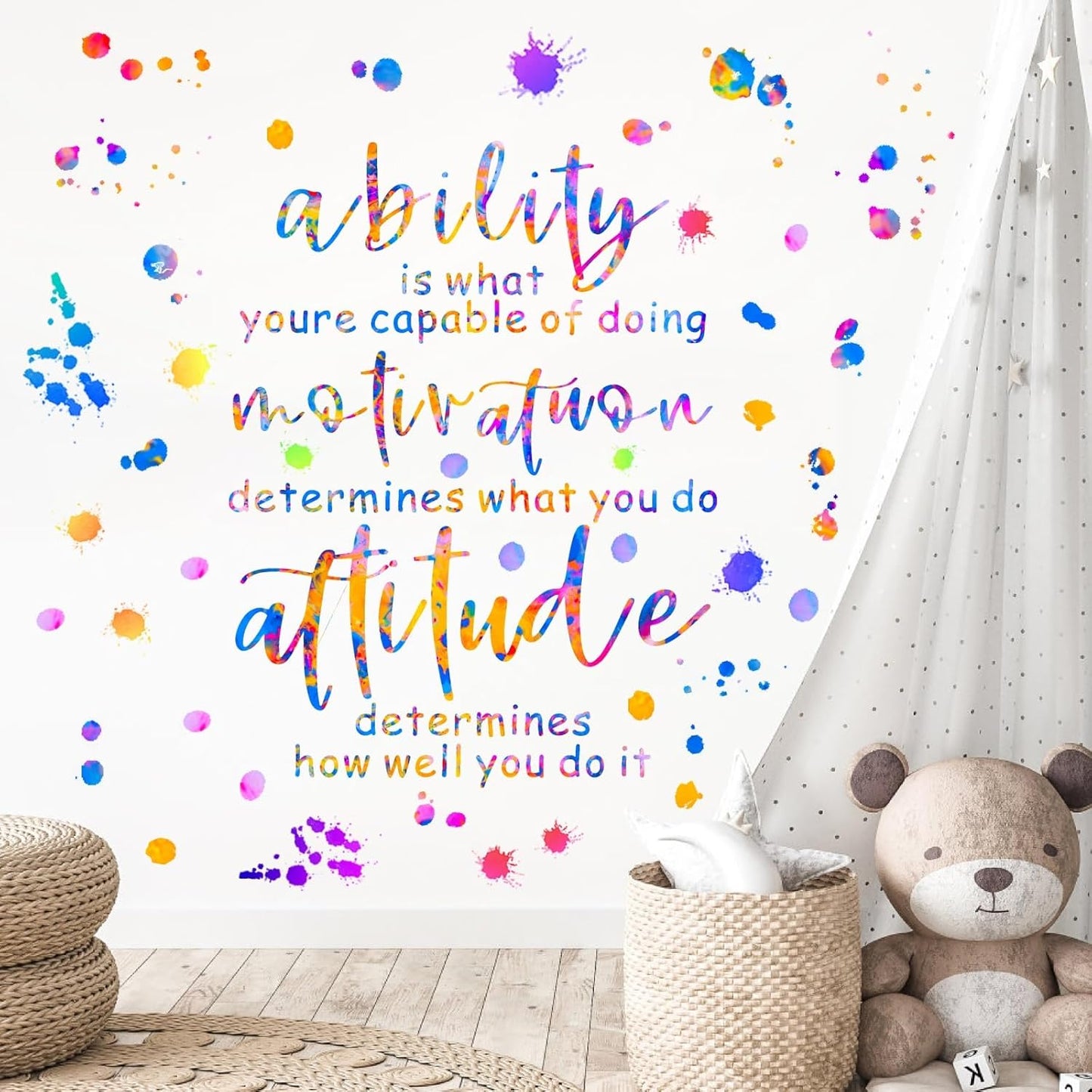 Colorful Inspirational Wall Decals Motivational Quotes Wall Stickers Peel and Stick Positive Phrases Stickers Saying Inspirational Wall Decals for Kids Room Bedroom Classroom Playroom Decor
