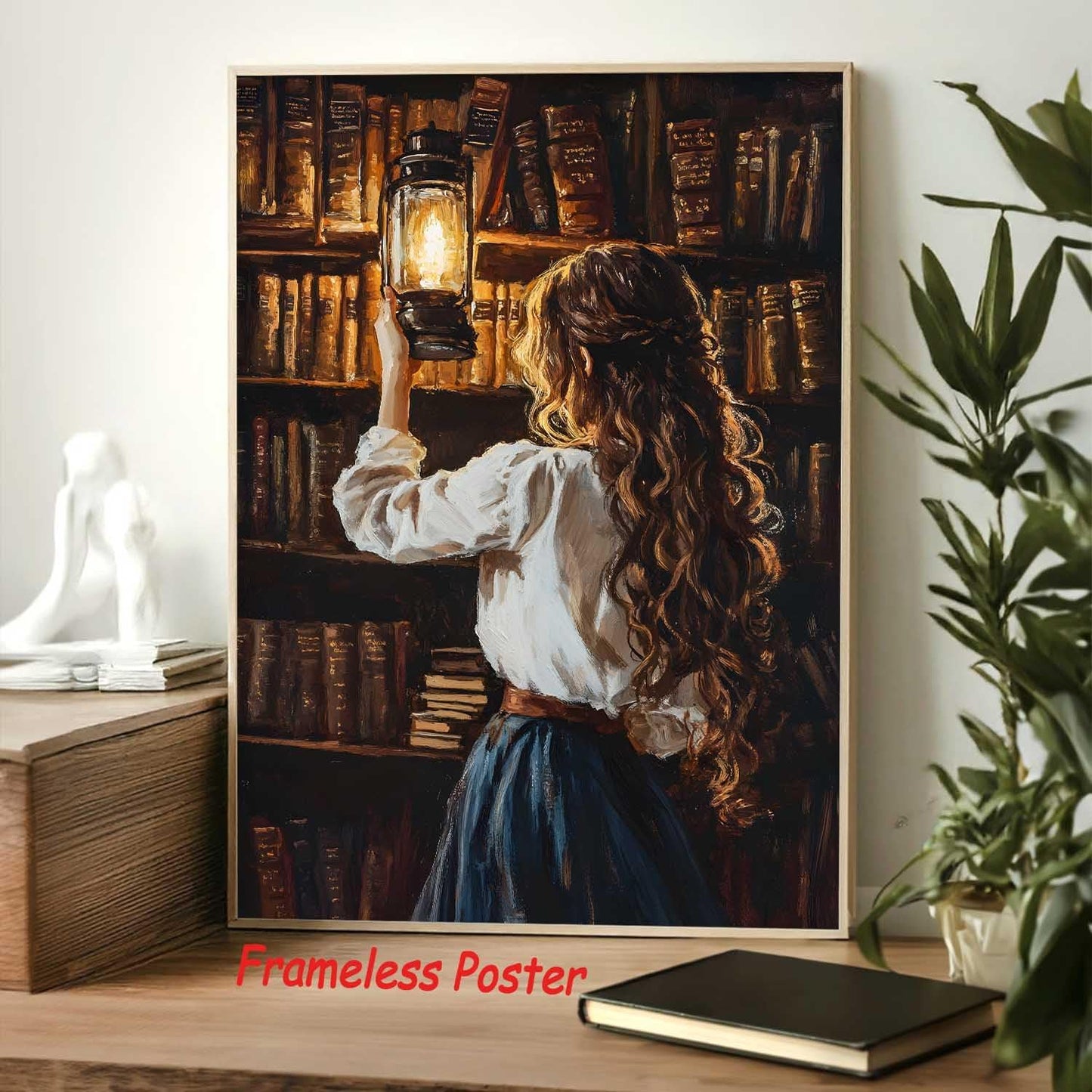 Dark Aesthetics Vintage Read Book Library Wall Art Print Vintage Bookish Posters for Classroom Library Picture Bookish Canvas Painting Girl Reading Book Wall Art Reading Room Poster 16x24in No Frame