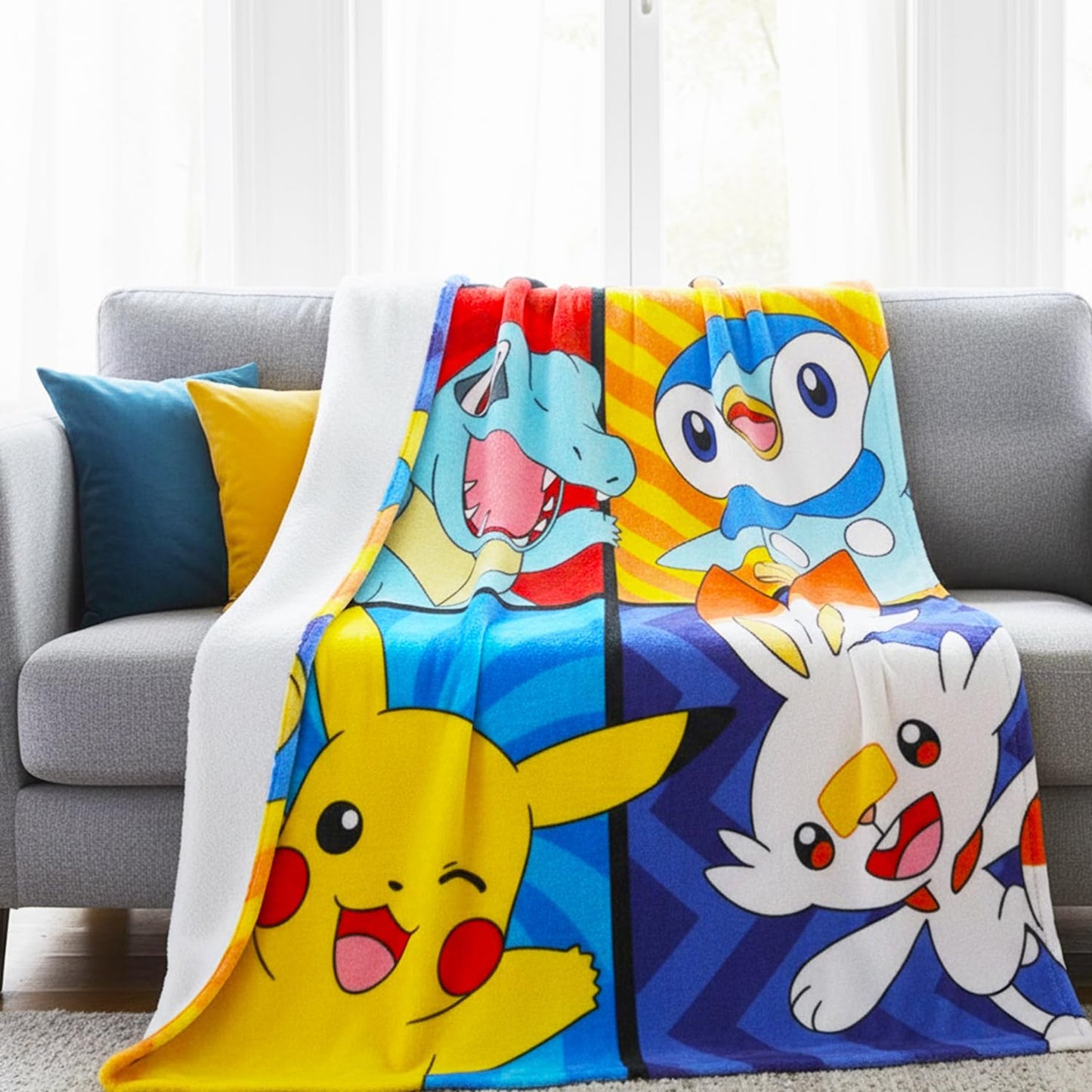 Pokemon Fleece Blanket Set - Bundle with 46" x 60" Pokemon Blanket, Stickers, More for Kids, Toddlers, Children | Pikachu Fleece Throw for Boys, Girls