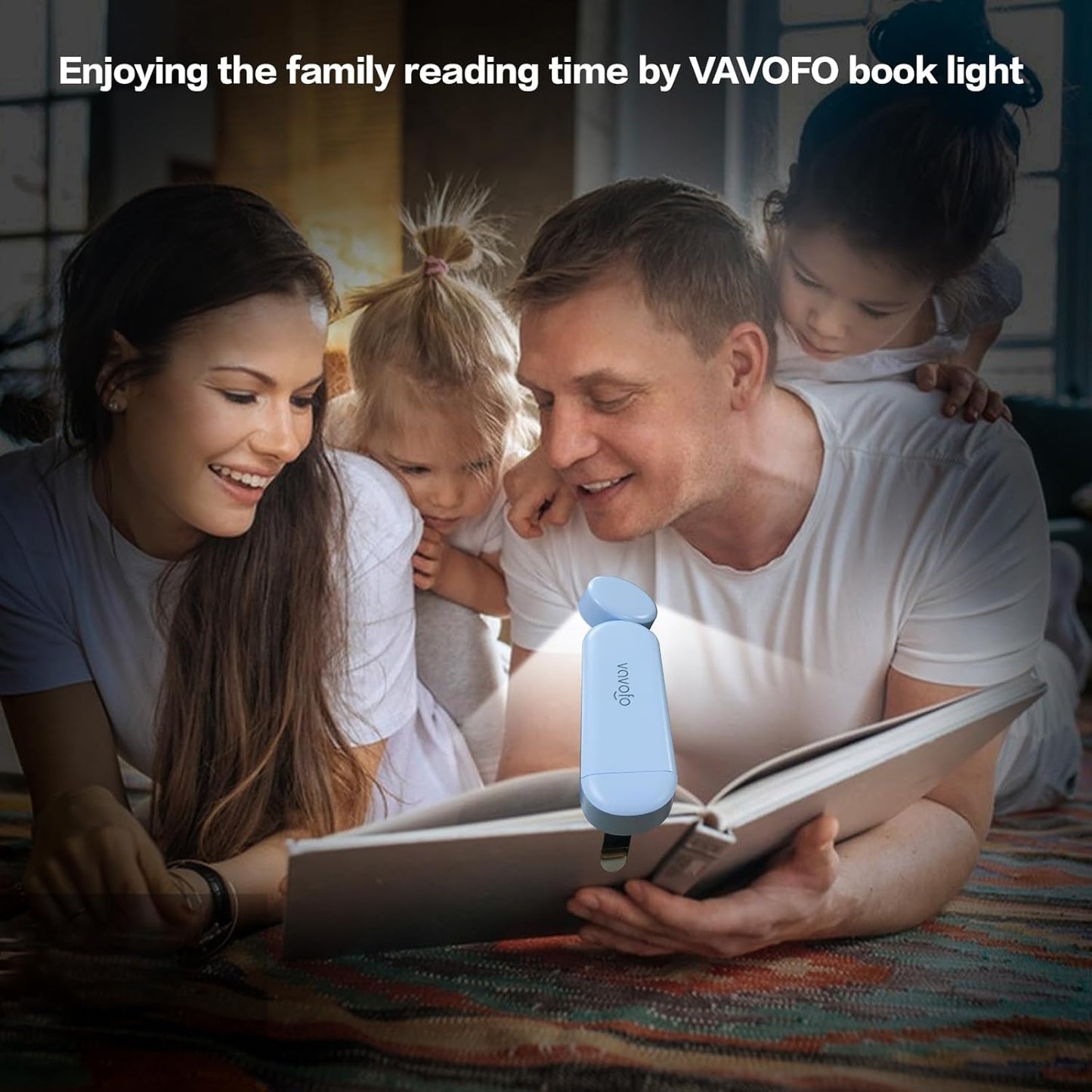 VAVOFO USB Rechargeable Book Light, Blue Lighting Blocking, Amber Light Clip On Bookmark Shaped 6 LEDs Reading Light, Eye Care for Bookworms Reading in Bed with 9 Lighting Modes (Light Blue)