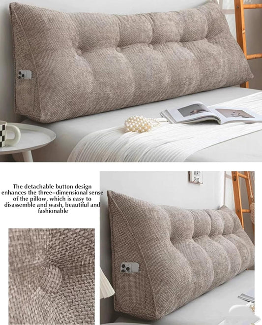 Headboard Pillows Triangular Reading Bed Rest Pillow Bed Wedge Pillow for Headboard Large Bolster for Bed Backrest Pillows for Sitting in Bed(Size:100x50x20cm,Color:Rice Coffee)