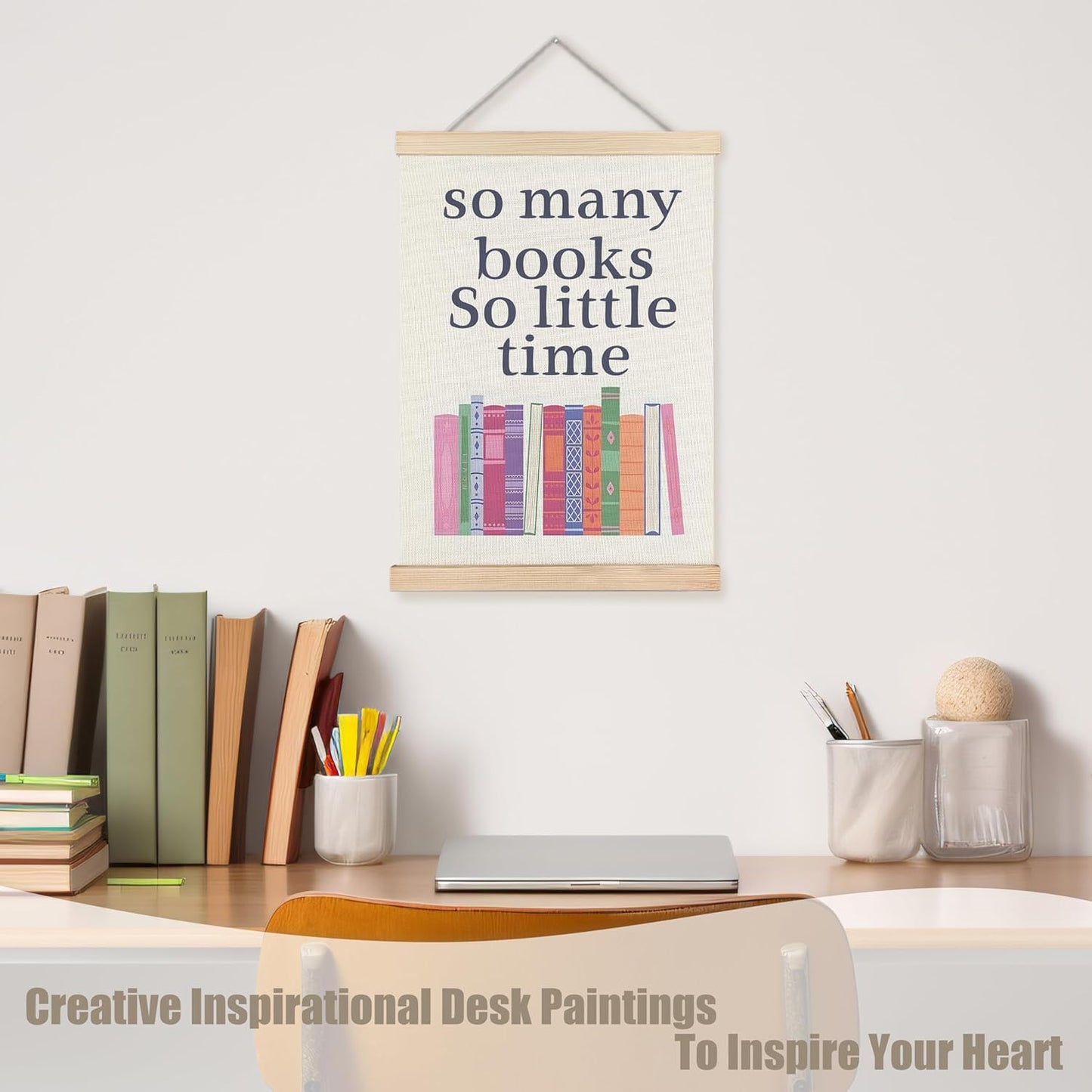WUCHJ Reading Book Wall Art Poster, Reading Nook Decor, Gifts for Book Lovers Readers, So Many Books So Little Time Canvas Prints Artwork for Classroom Library Reading Corner Room Decor, 12x16 Inch