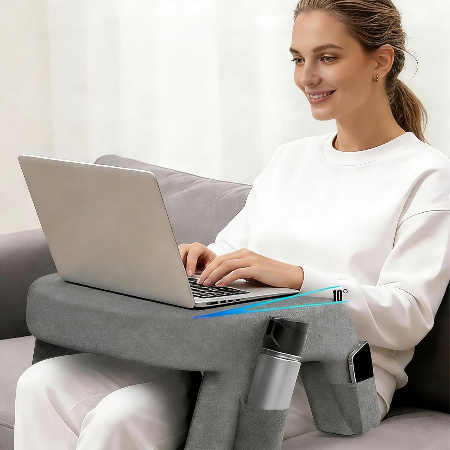 Reading Pillow for Bed - Ergonomic Lap Cushion | 57.6x29.5x53.8cm Support Pillow with Washable Cover, Memory Cotton and Polyester Filling with Arm Comfort, Upright Backrest Cushion