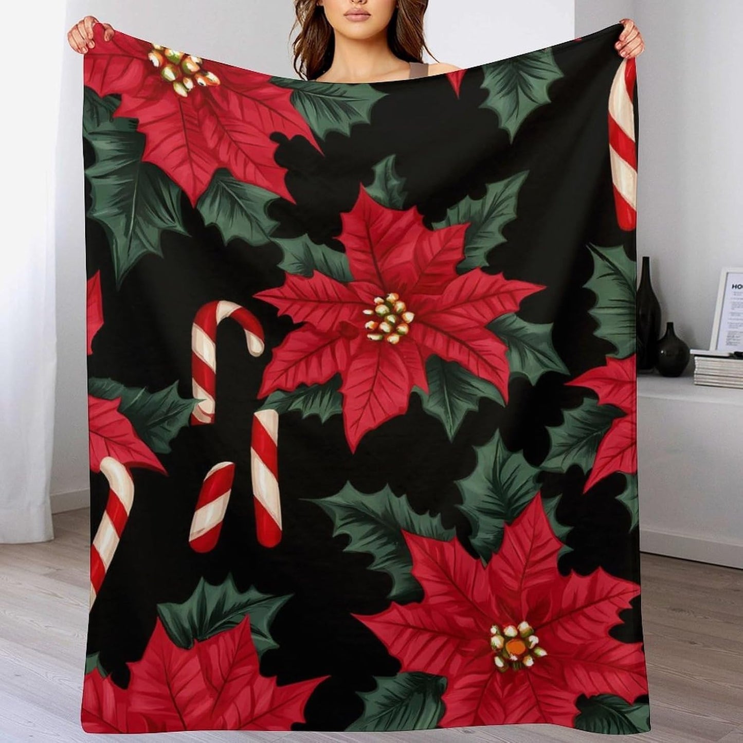 Floral Candy Throw Blanket for Couch Bed Plush Cozy Fuzzy Flannel Blanket for All Season 30"x40"