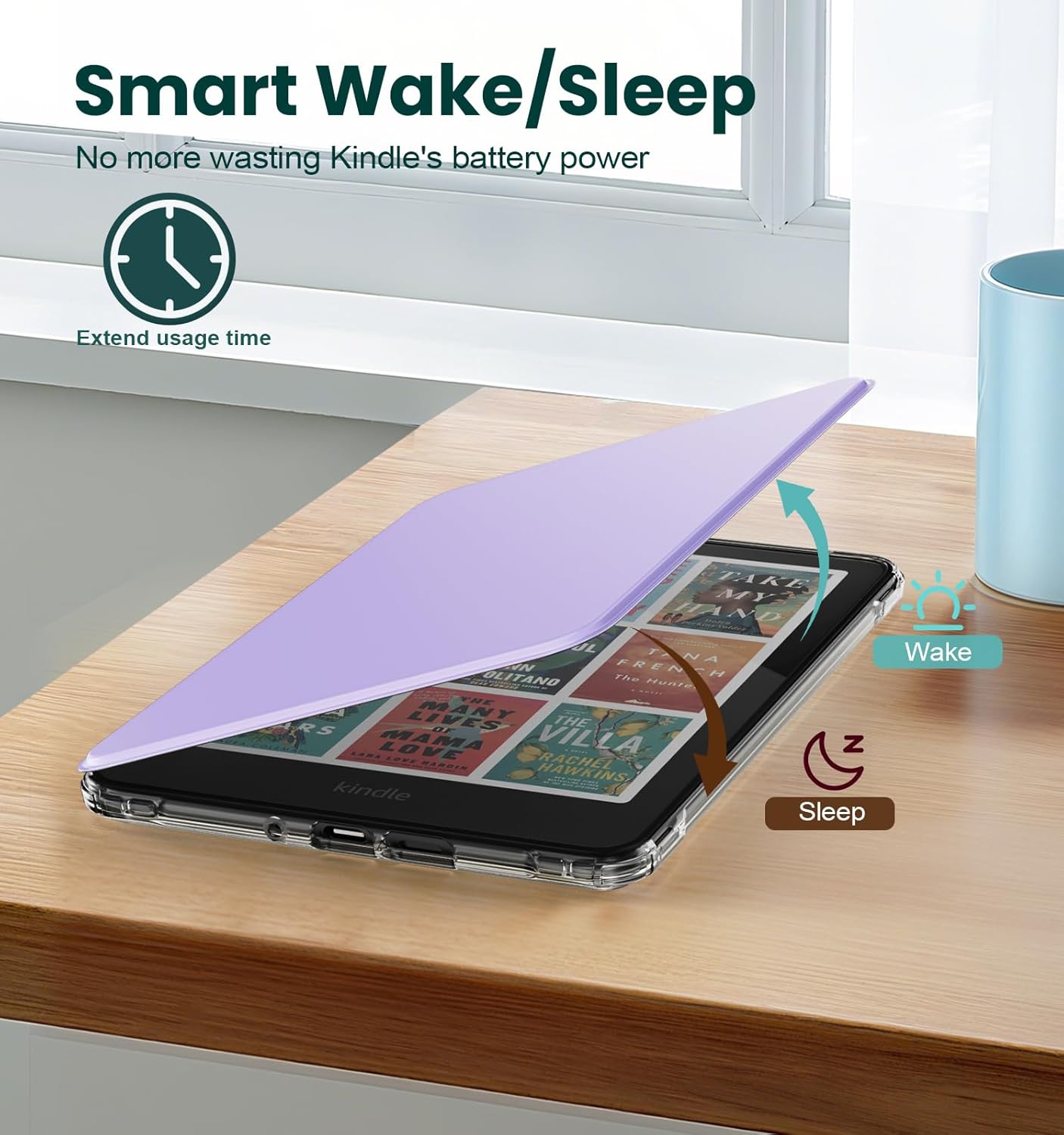 MoKo Detachable Magnetic Case for All-new 7" E-Reader 12th Generation 2024 & Color 2024/2025, Ultra Clear Back Scratch-Proof Light & Shell Cover with Auto Wake/Sleep, Not fit BOOX & Kobo, Lilac