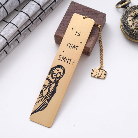 Funny Peeking Jesus Bookmark Gift, Metal Book Mark with Book Charm Gift, Christian Religious Gag Gift for Women Men, Spicy Reader Book Accessories, Book Lovers Book Club Gift, Gold