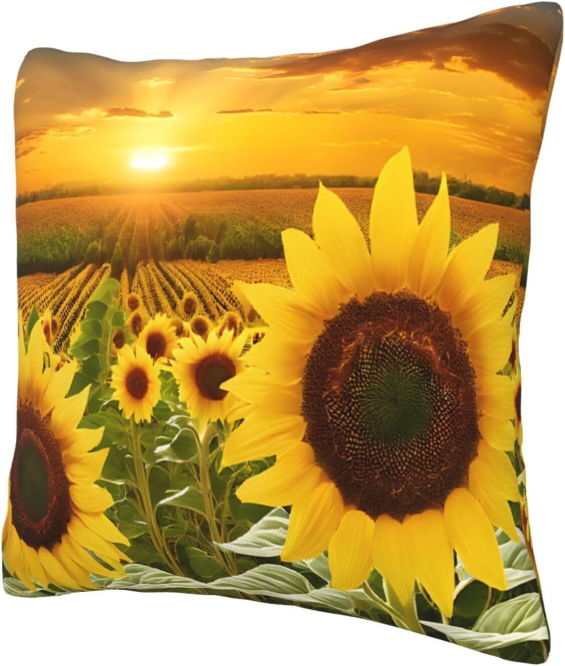 All-Season Square Pillow Covers 18"X18", Sunflower, Decorative Throw Pillow Covers for Sofa Bed Couch, Hidden Zipper Cushion Cover, Square Lumbar & Accent Pillowcases for Home Decor