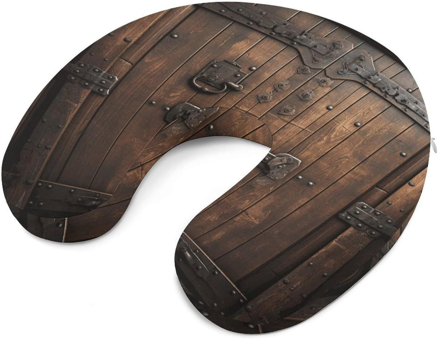 Rustic Stall Wooden Door Neck Pillow Memory Foam U Shaped Pillows Portable Pillows for Shoulder Travel Head Support Pillow with Concealed Zipper for Airplane Car Home Office