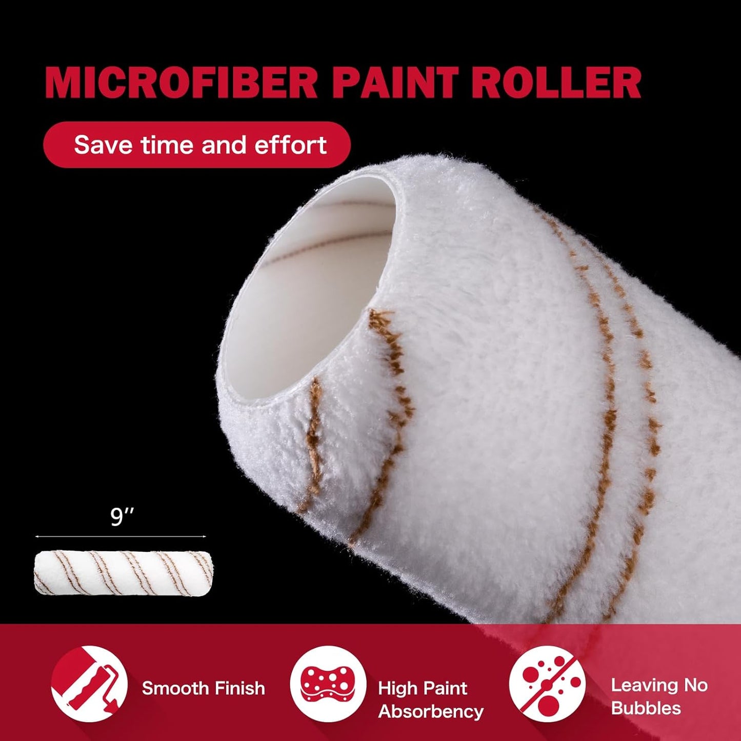 Mister Rui 9" Paint Roller Kit, 20 Piece Paint Brush and Roller Set, 4"9" Microfiber Roller Covers, Painting Supplies for DIY & Professional Painting Projects - Complete Set for Home Improvement